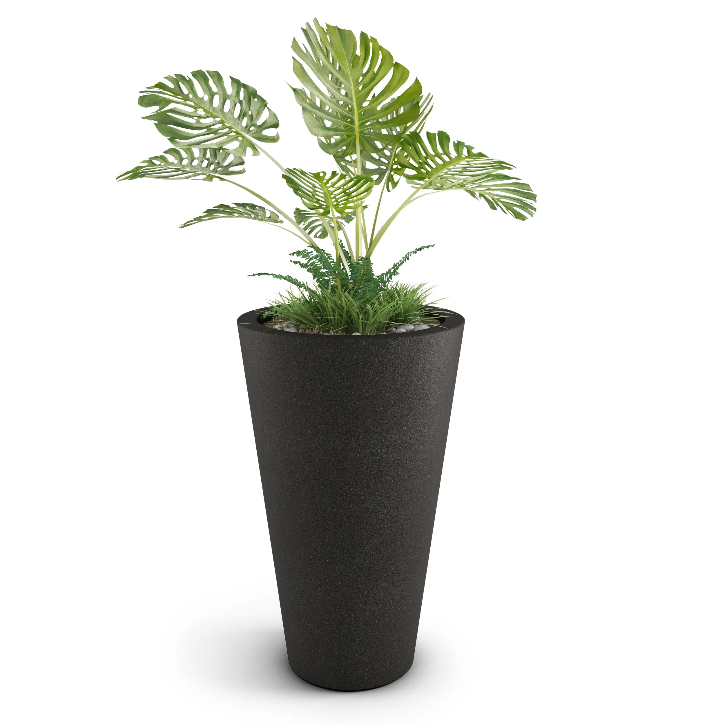 Cone Large Outdoor Planter Small Planter 24in H x 21in W Graphite