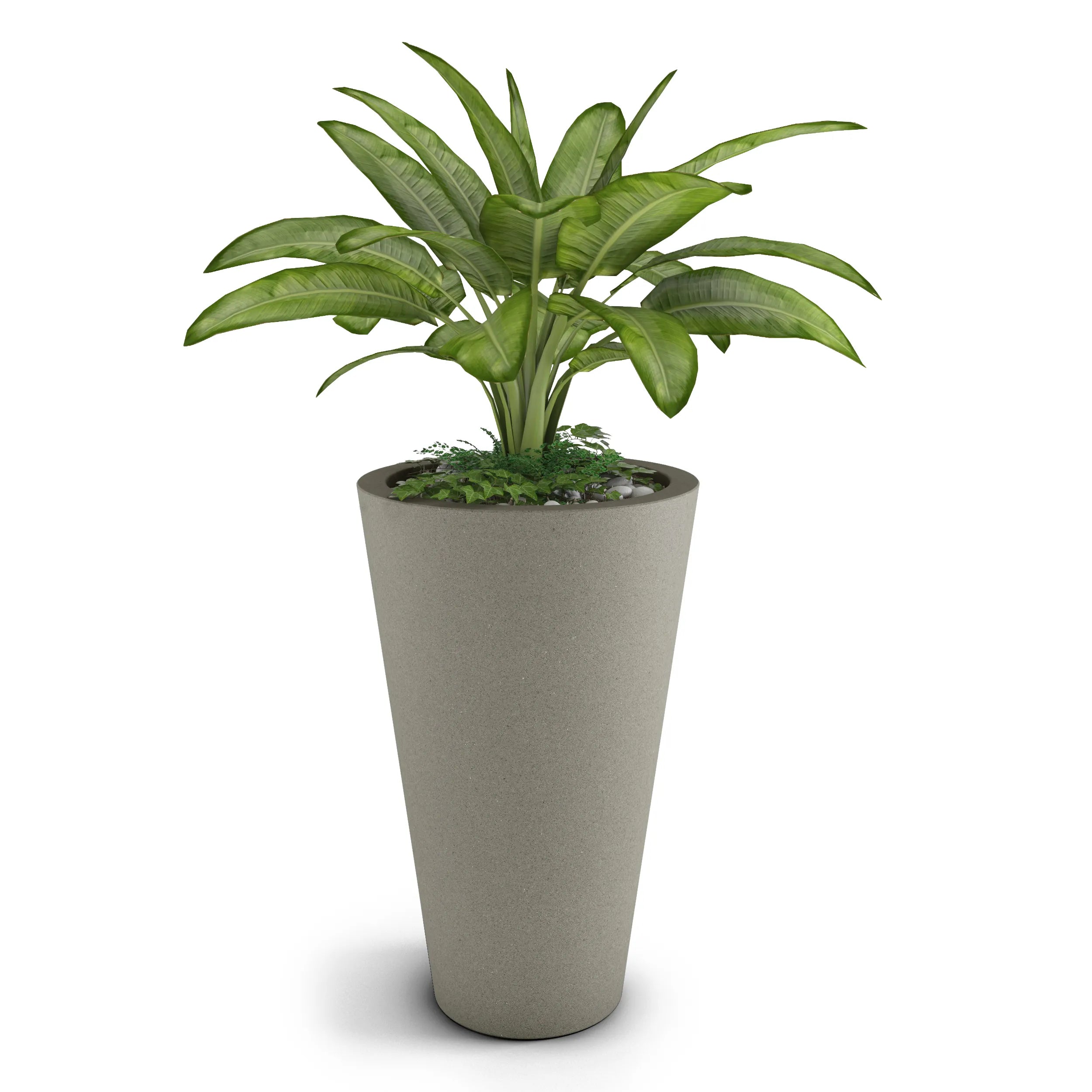 Cone Large Outdoor Planter Small Planter 24in H x 21in W Grey