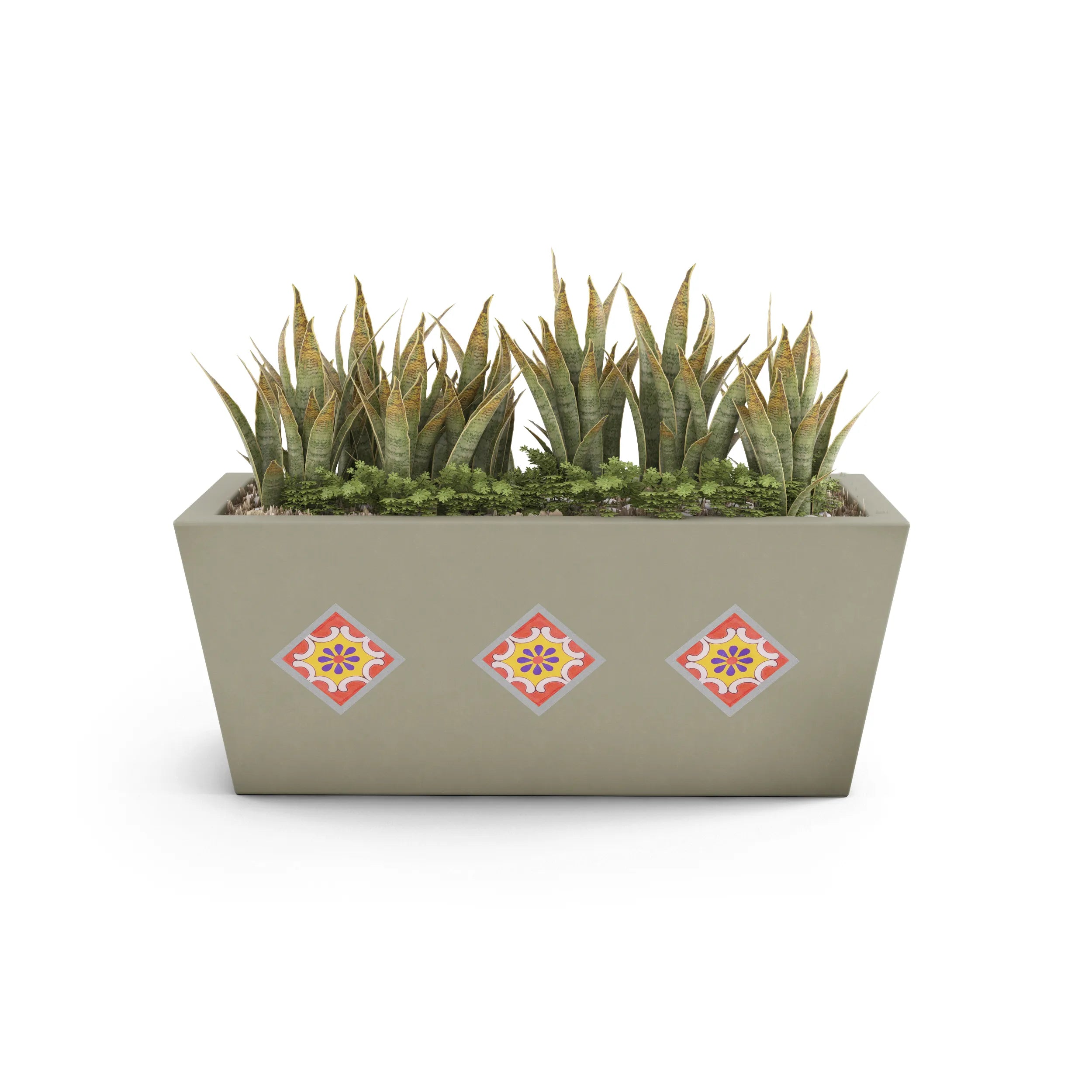 Mosaic Outdoor Planters Linear Sage Burst Smokey Blue