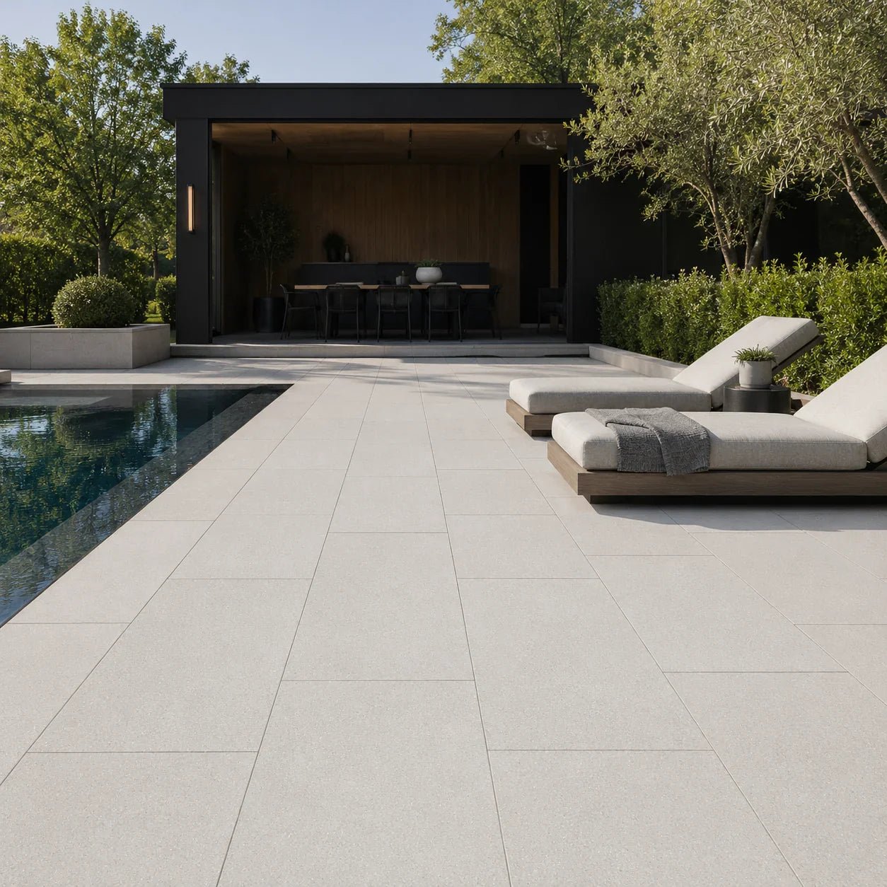 ModaPAVE Grade-Set pavers on a poolside patio