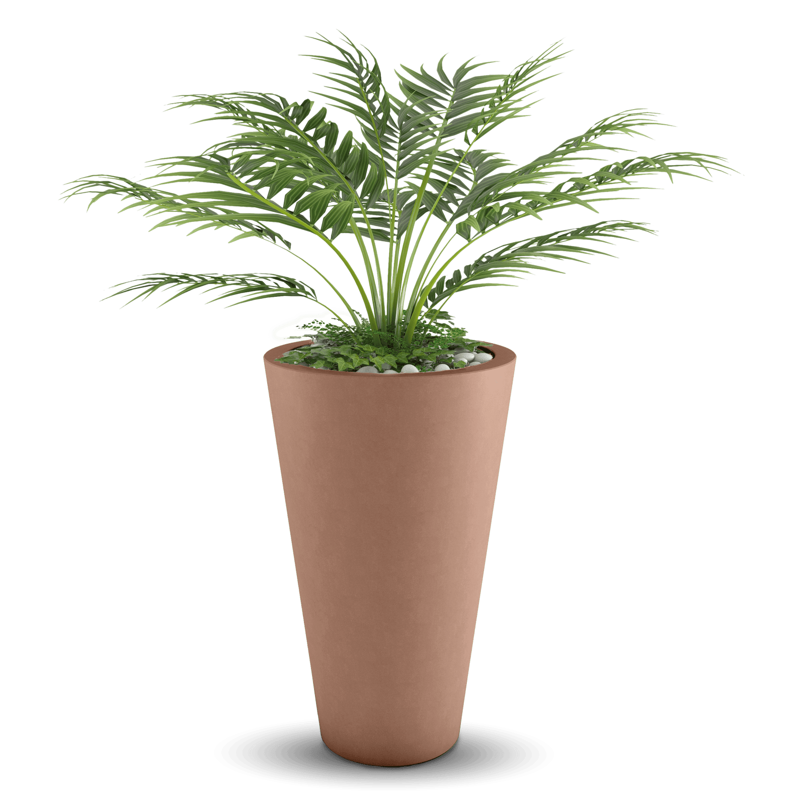 Cone GFRC Planter in Antique Rose Color - planted