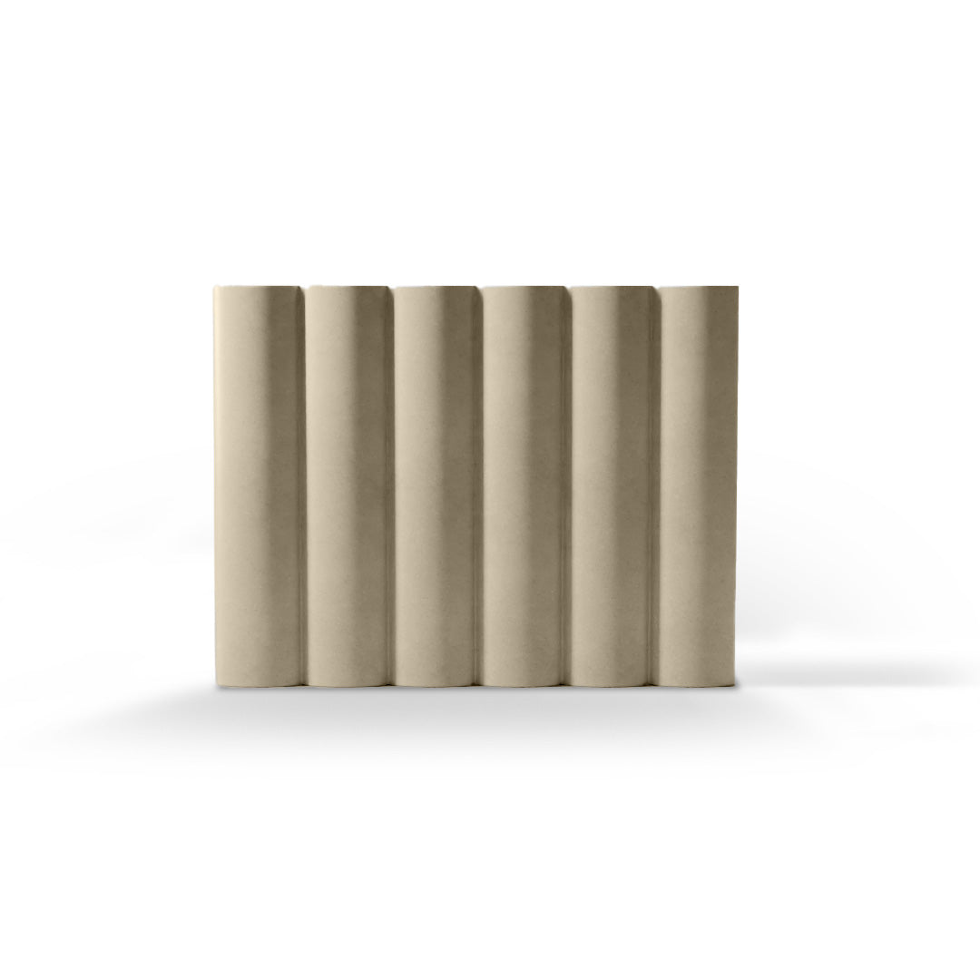 FLUTE fluted concrete wall tile in Beige — large-format 3D wall tile by ModaConcrete