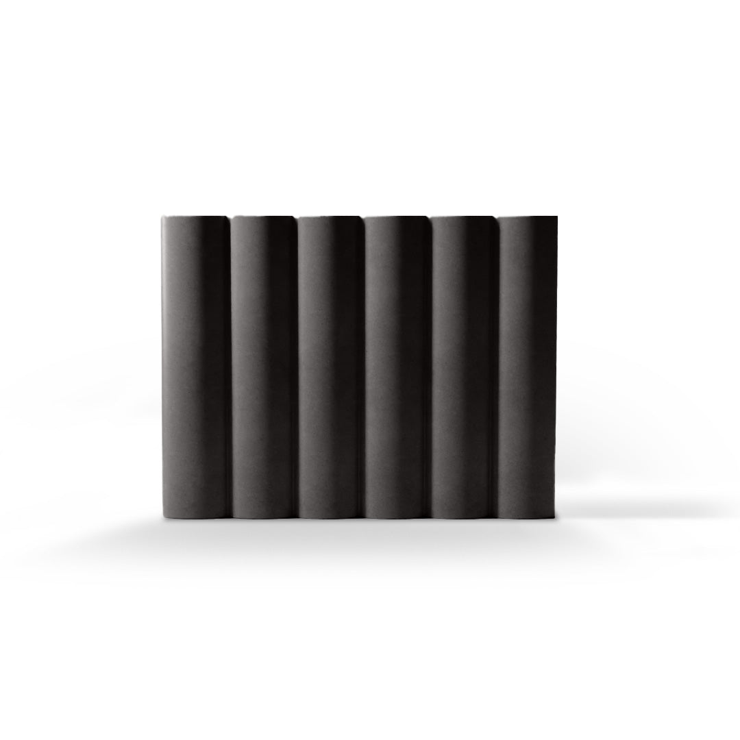 FLUTE fluted concrete wall tile in Graphite — large-format 3D wall tile by ModaConcrete