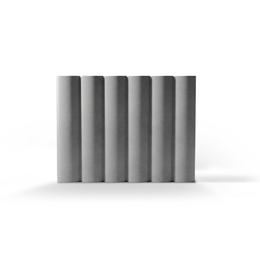 FLUTE fluted concrete wall tile in Gray — large-format 3D wall tile by ModaConcrete