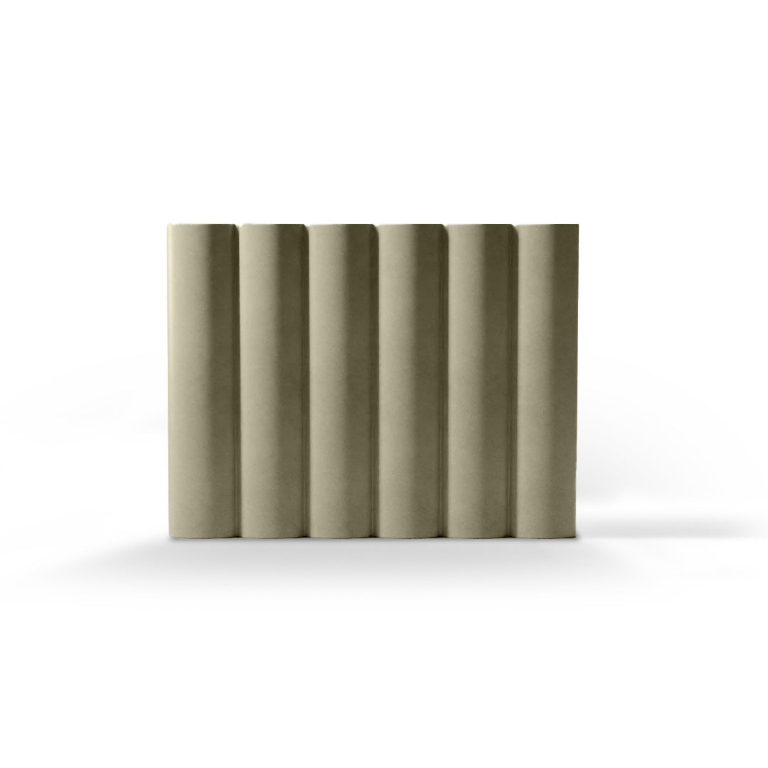 FLUTE fluted concrete wall tile in Sage — large-format 3D wall tile by ModaConcrete