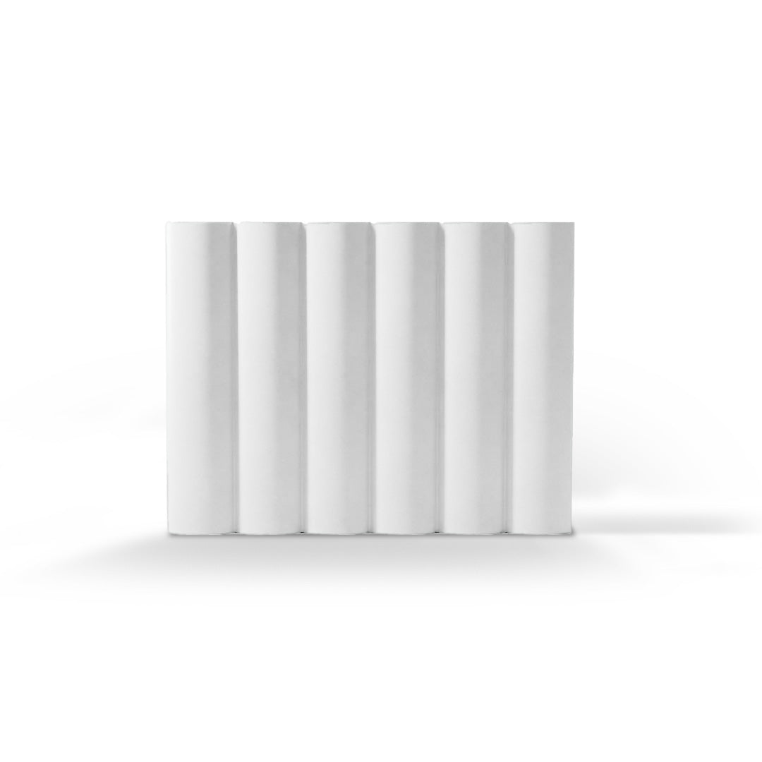 FLUTE fluted concrete wall tile in White — large-format 3D wall tile by ModaConcrete