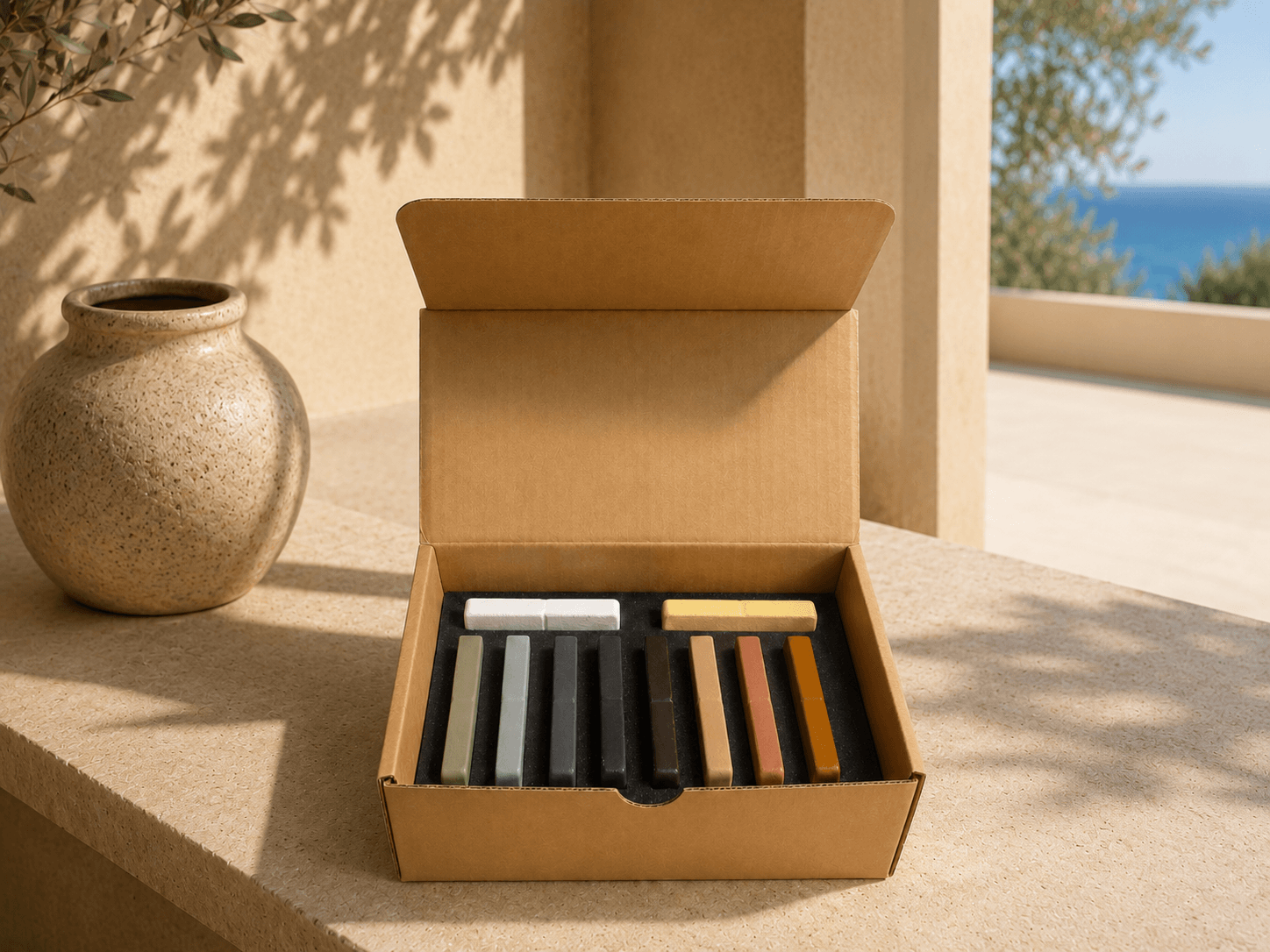 ModaConcrete Concrete Color Sample Pack — architectural concrete color chips in a row