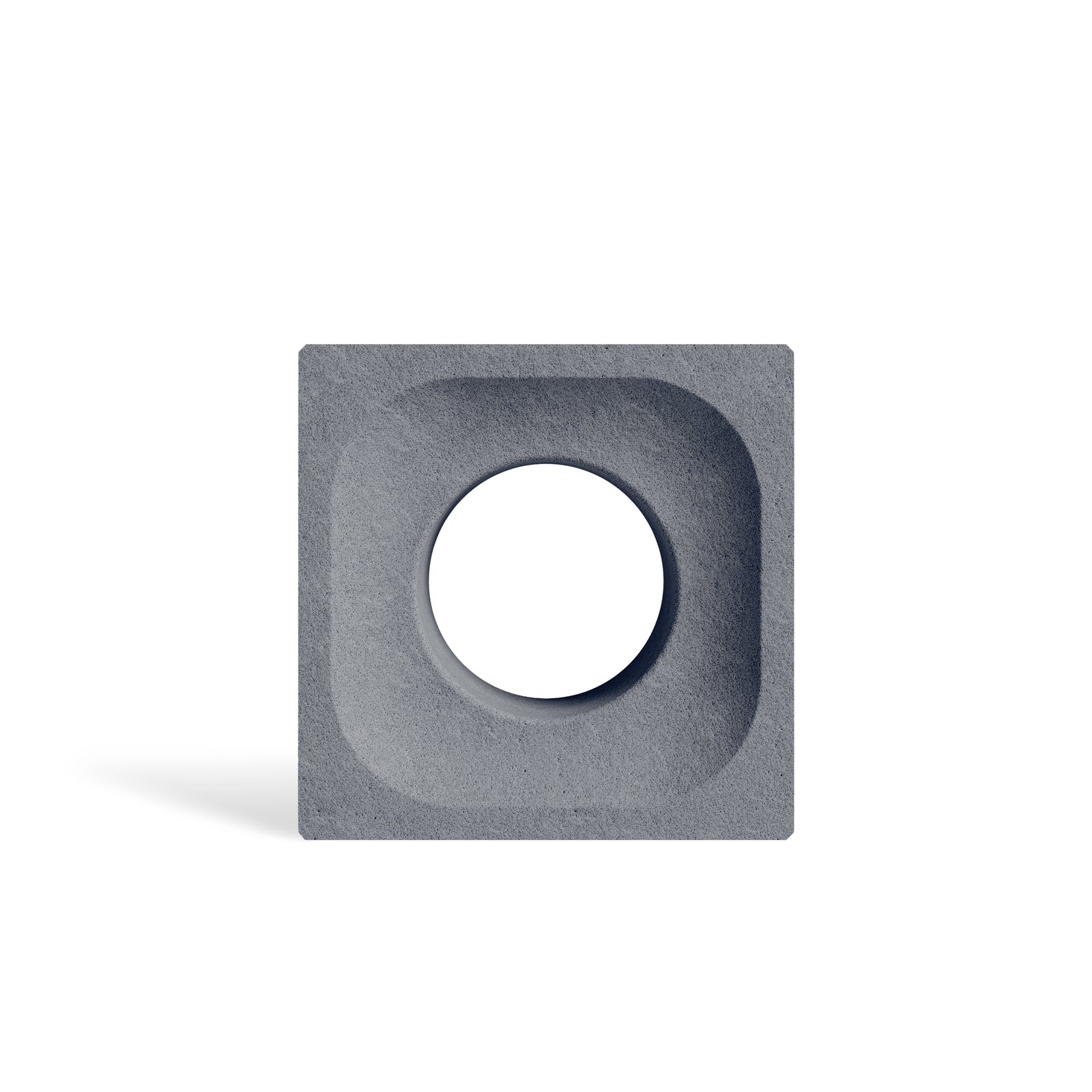ModaBLOK ORBIT breeze block in Graphite — HyperCast architectural concrete screen block with a circular cutout, 7.5x7.5x4 in, view 1