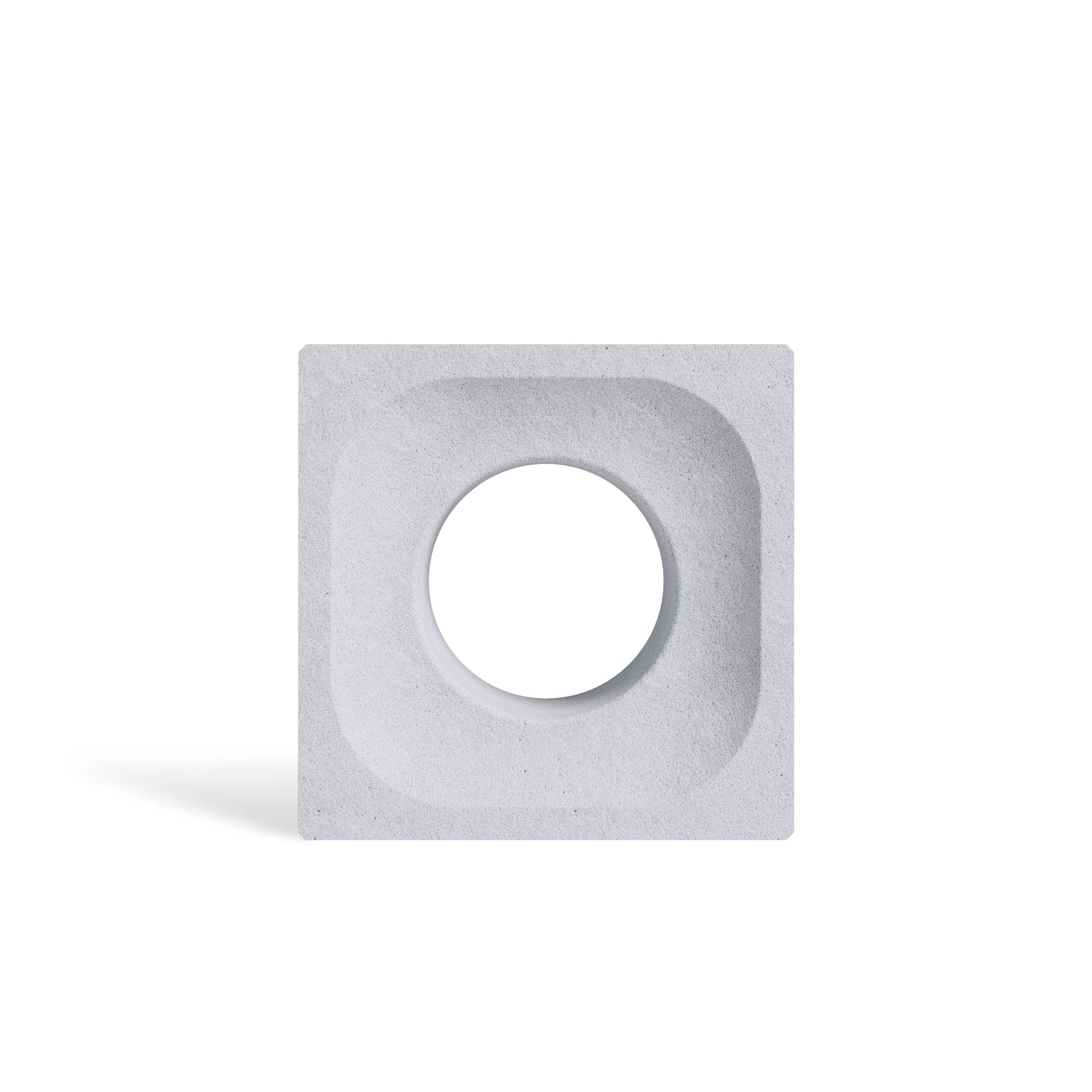 ModaBLOK ORBIT breeze block in Gray — HyperCast architectural concrete screen block with a circular cutout, 7.5x7.5x4 in, view 1