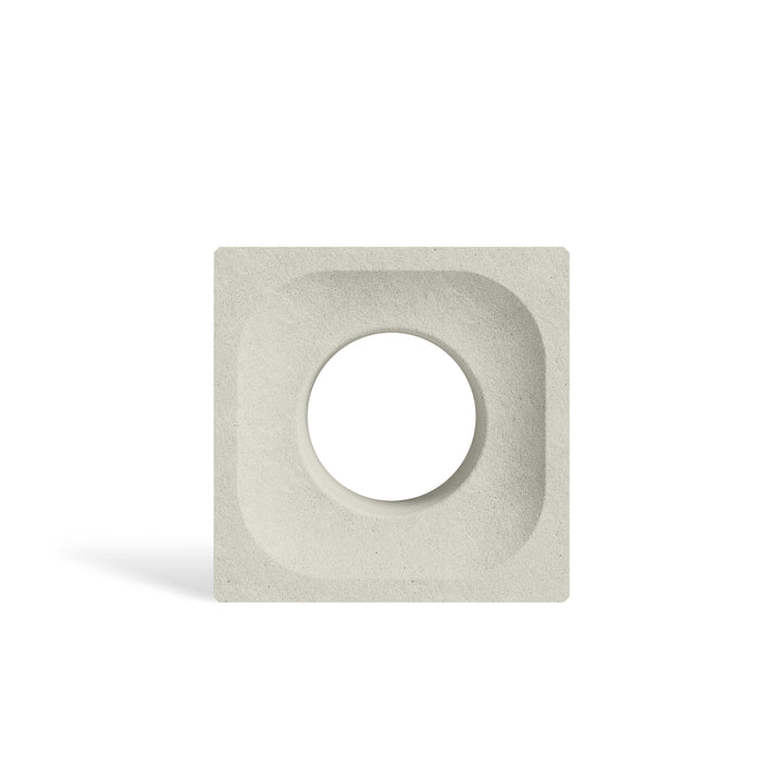 ModaBLOK ORBIT breeze block in Natural — HyperCast architectural concrete screen block with a circular cutout, 7.5x7.5x4 in, view 1