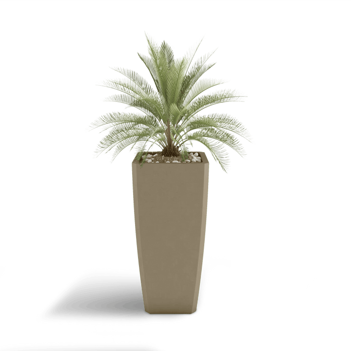 Quartet GFRC Planter in Sandstone Color - planted