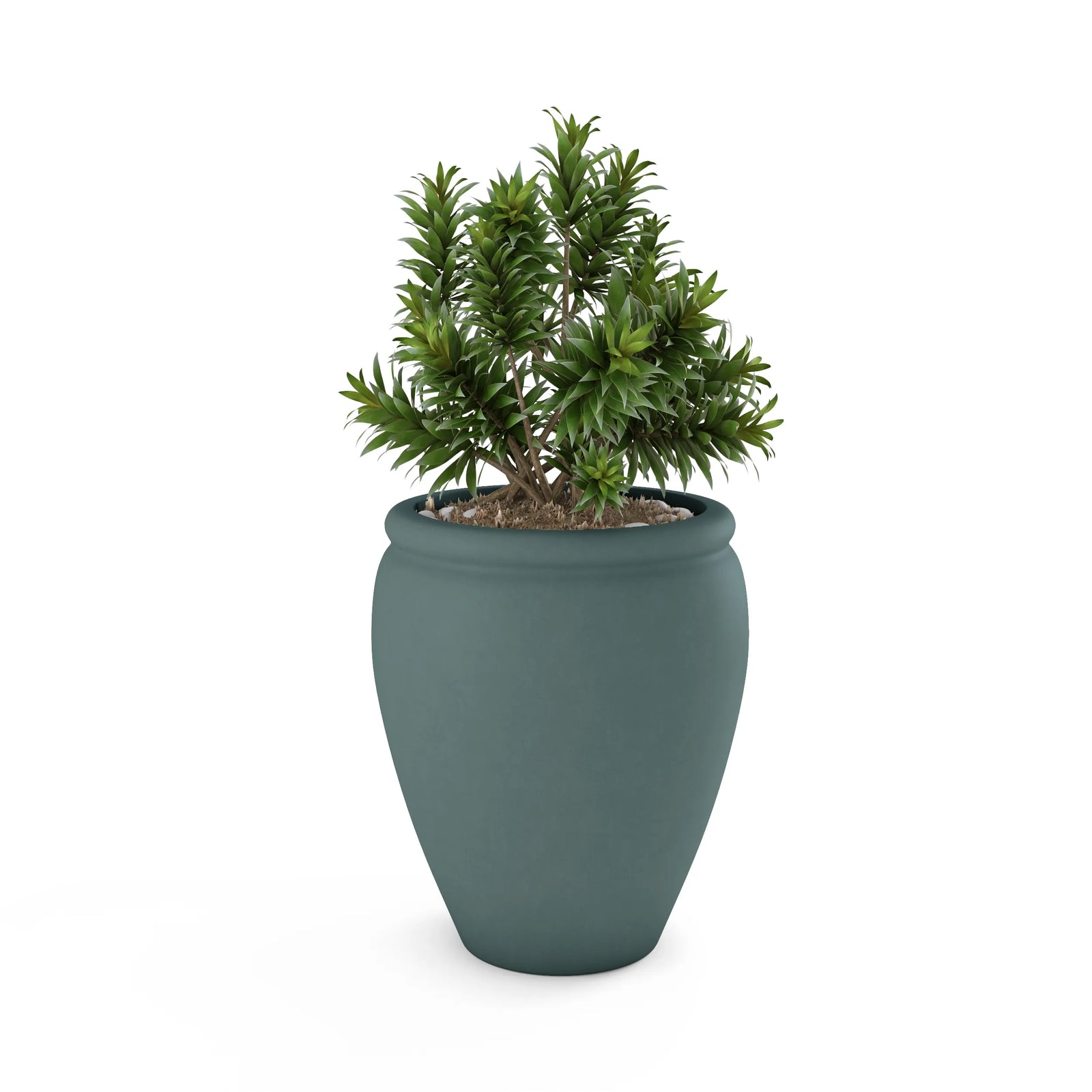 Bambino GFRC concrete planter in Smokey Blue — round modern outdoor planter by ModaConcrete, view 1