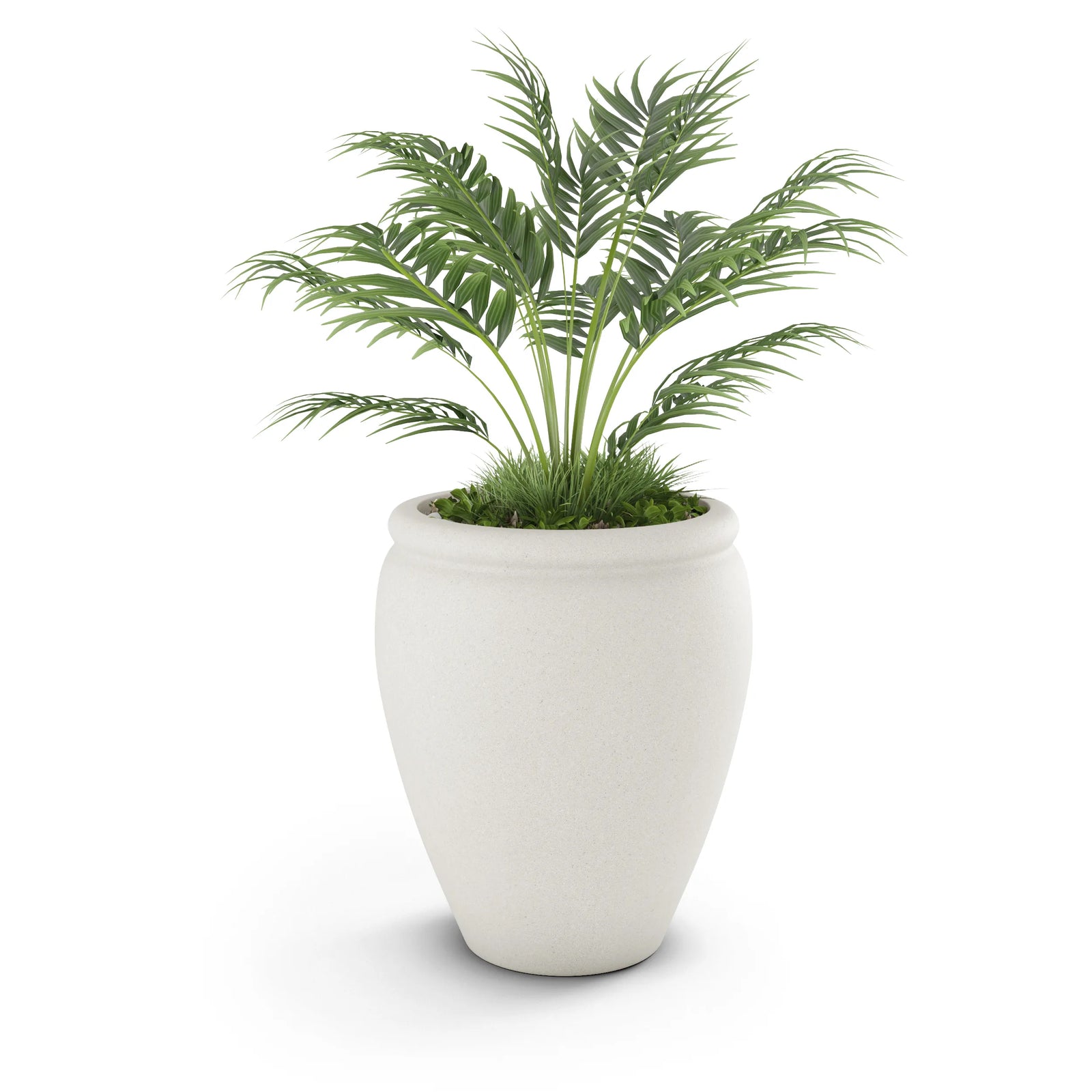 Bambino GFRC concrete planter in White — round modern outdoor planter by ModaConcrete