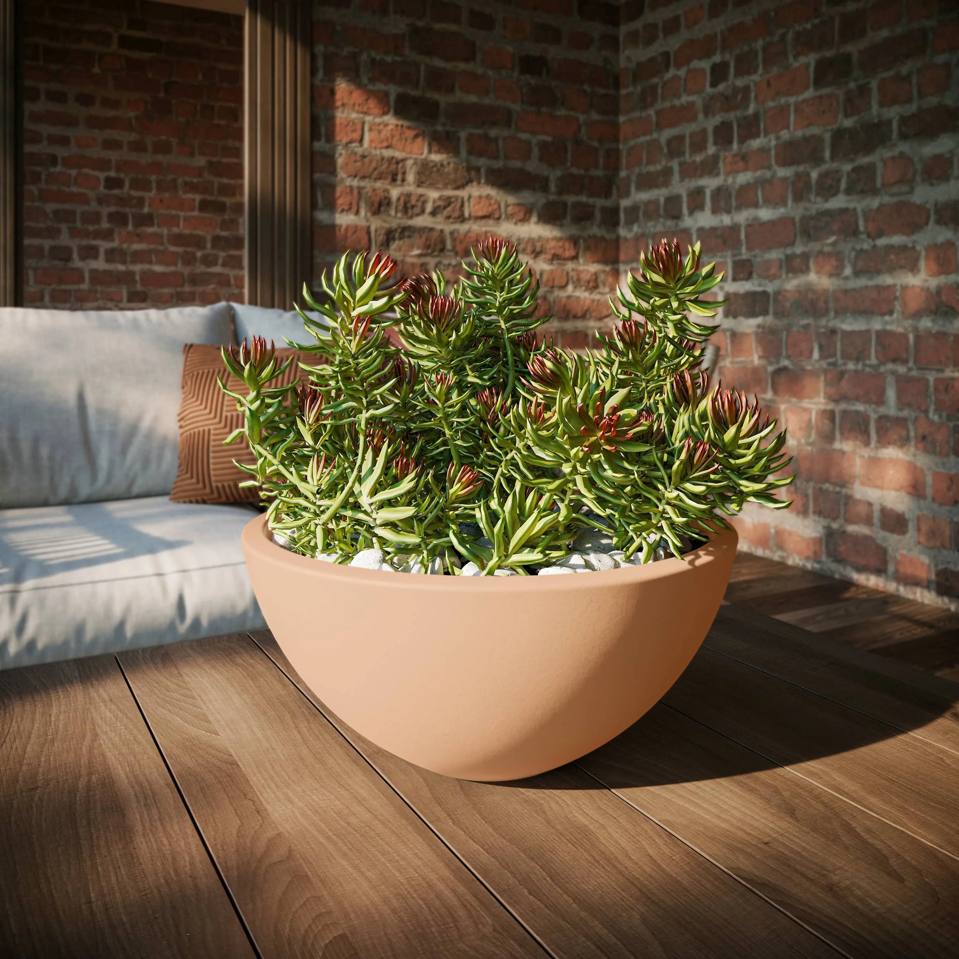 Concrete Basin Tabletop Planter White