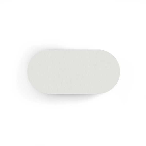 Oval ModaCAST GFRC concrete coffee table, 50 x 24 in., in White, top view