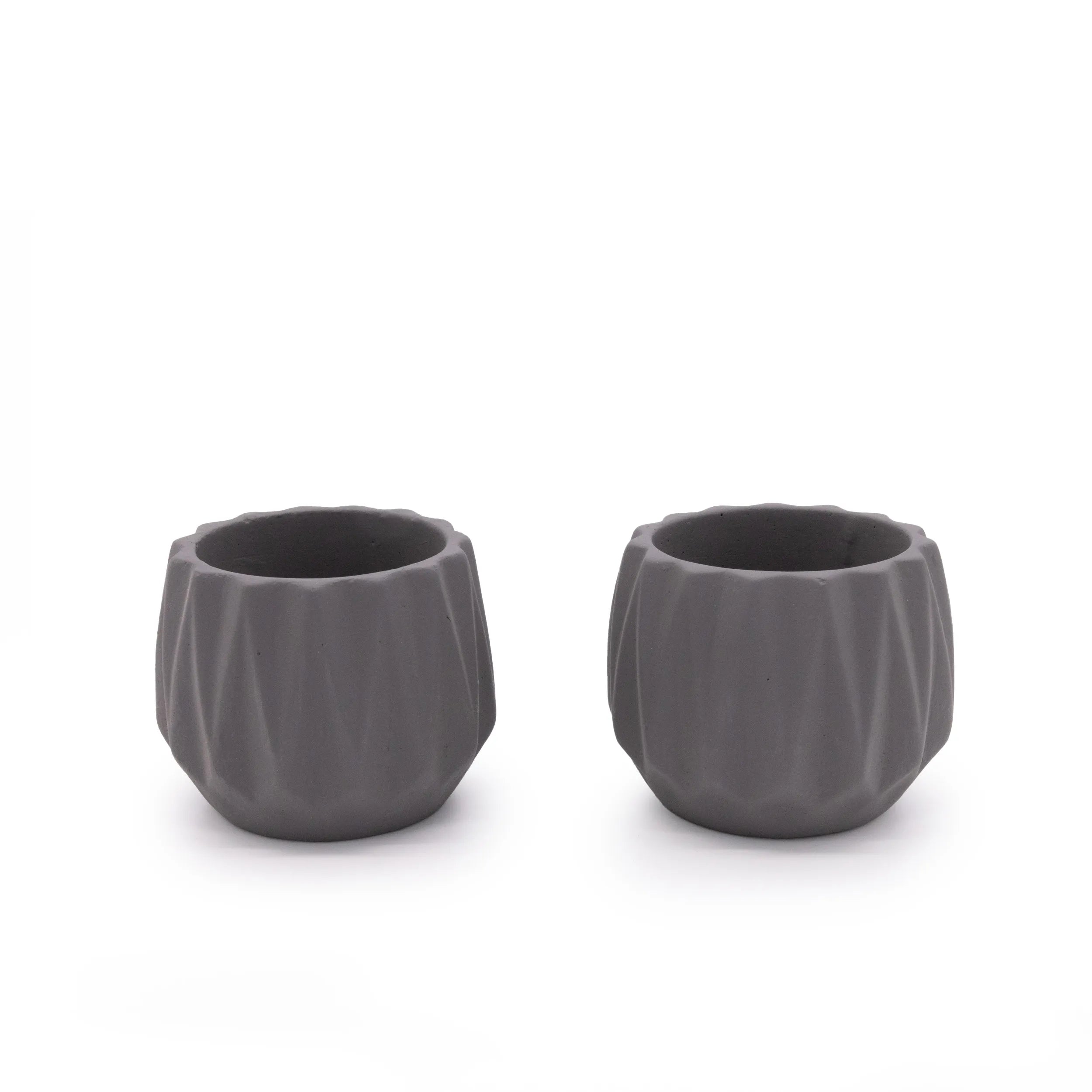 Concrete Mini Flute Tabletop Planters (Set of 2) Dark Grey