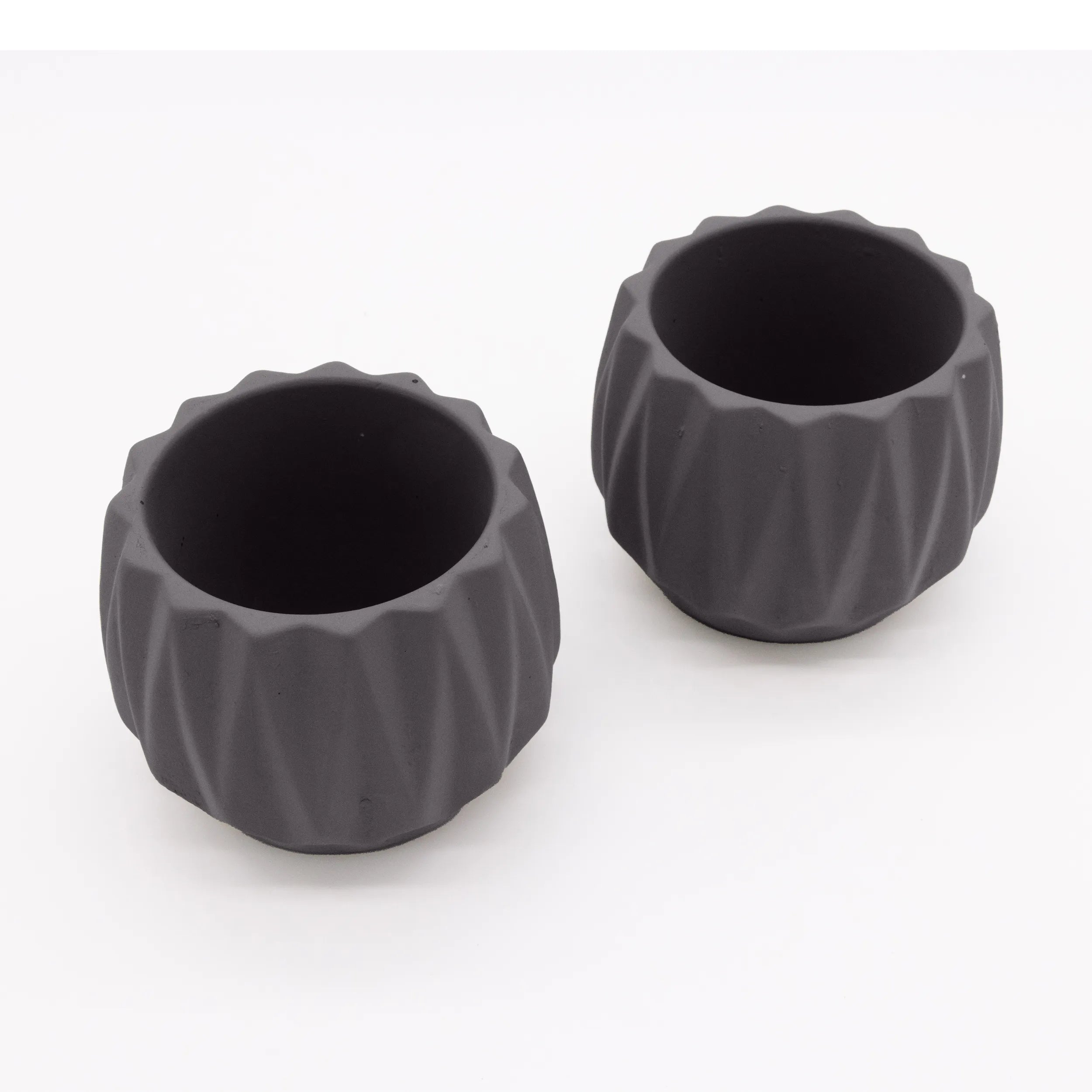 Concrete Mini Flute Tabletop Planters (Set of 2) Sage