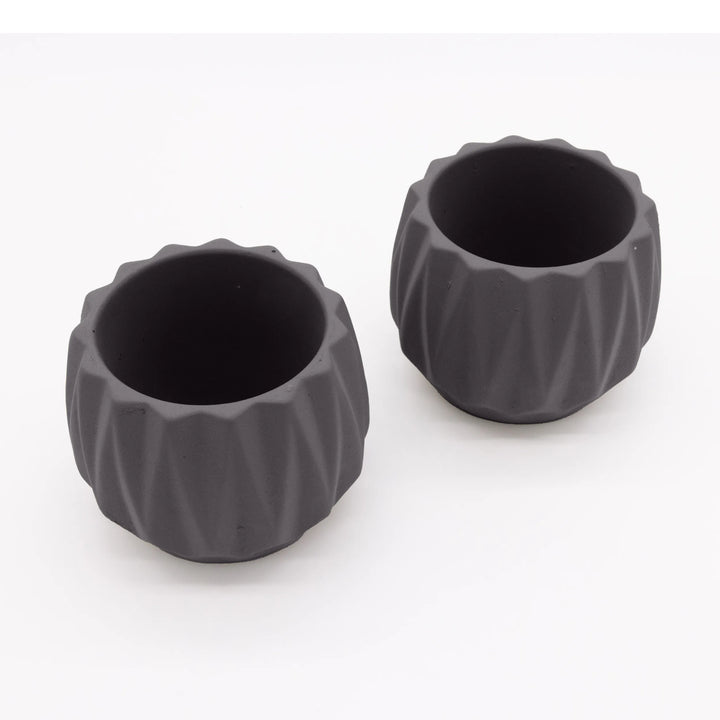 Concrete Mini Flute Tabletop Planters (Set of 2) Sage