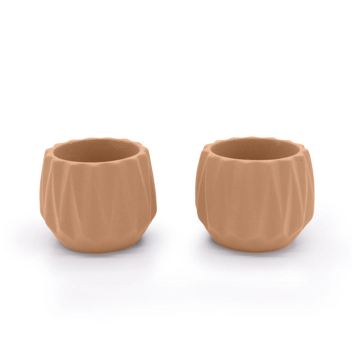 Concrete Mini Flute Tabletop Planters (Set of 2)