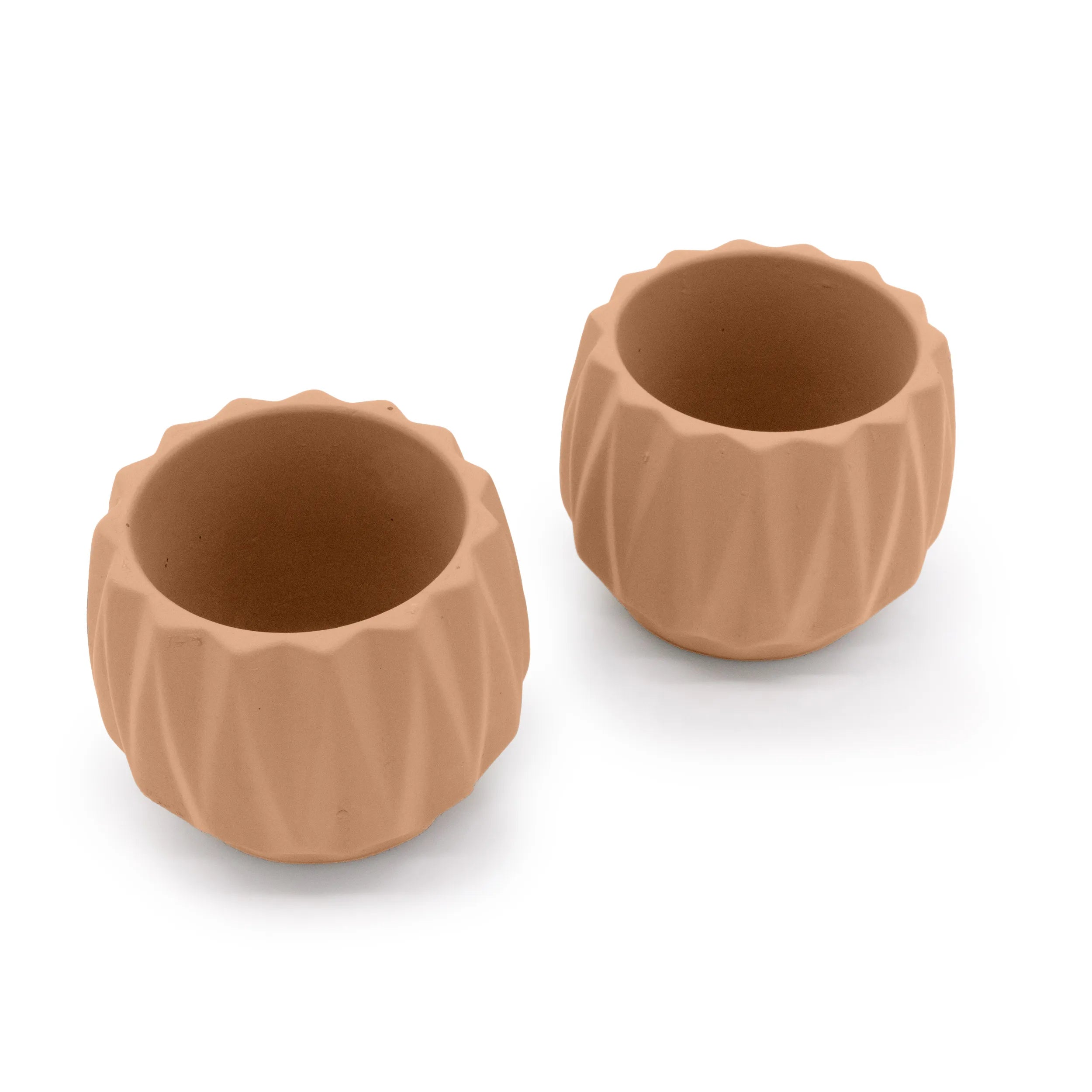 Concrete Mini Flute Tabletop Planters (Set of 2)