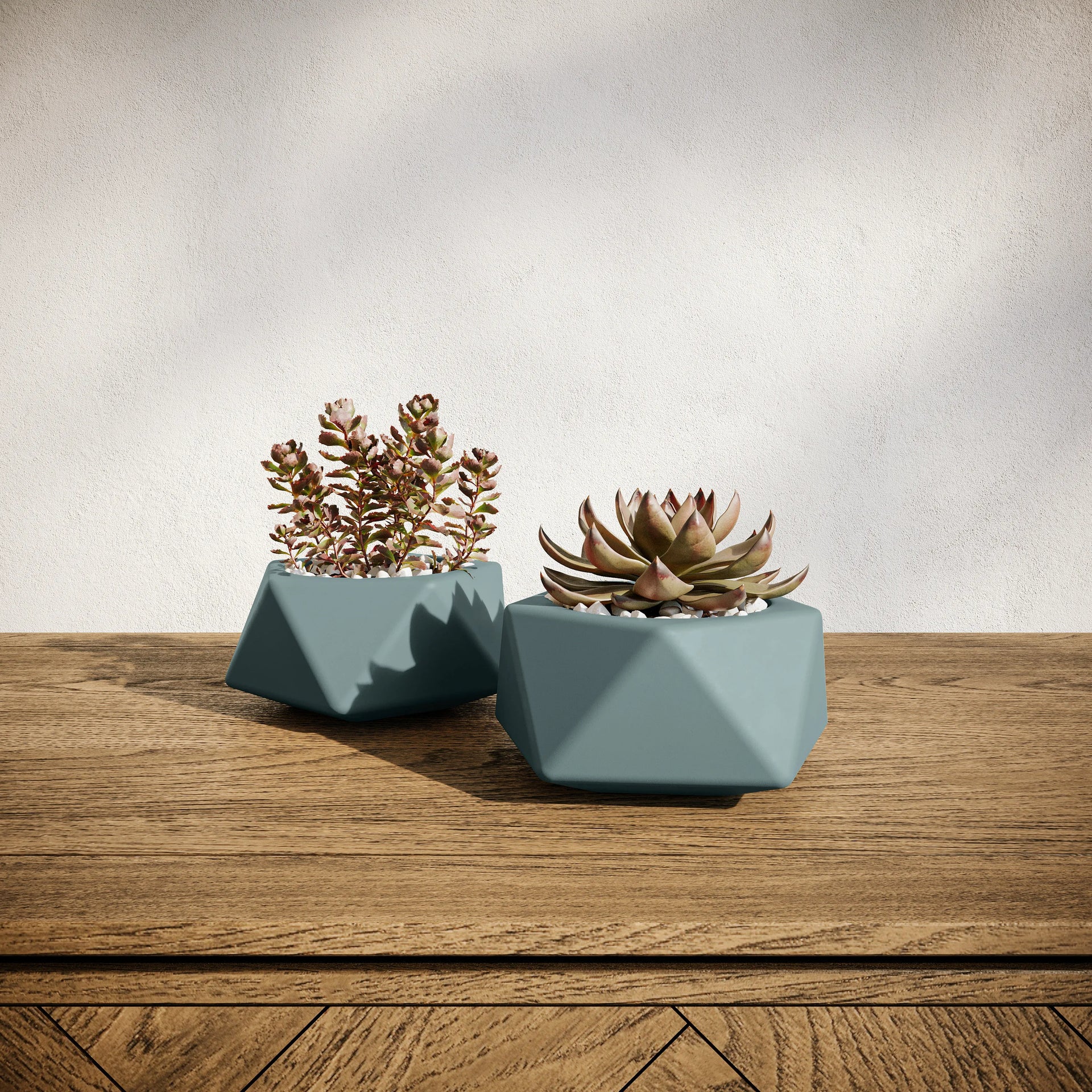 Concrete Mini Tilt Tabletop Planters (Set of 2) Smokey Blue