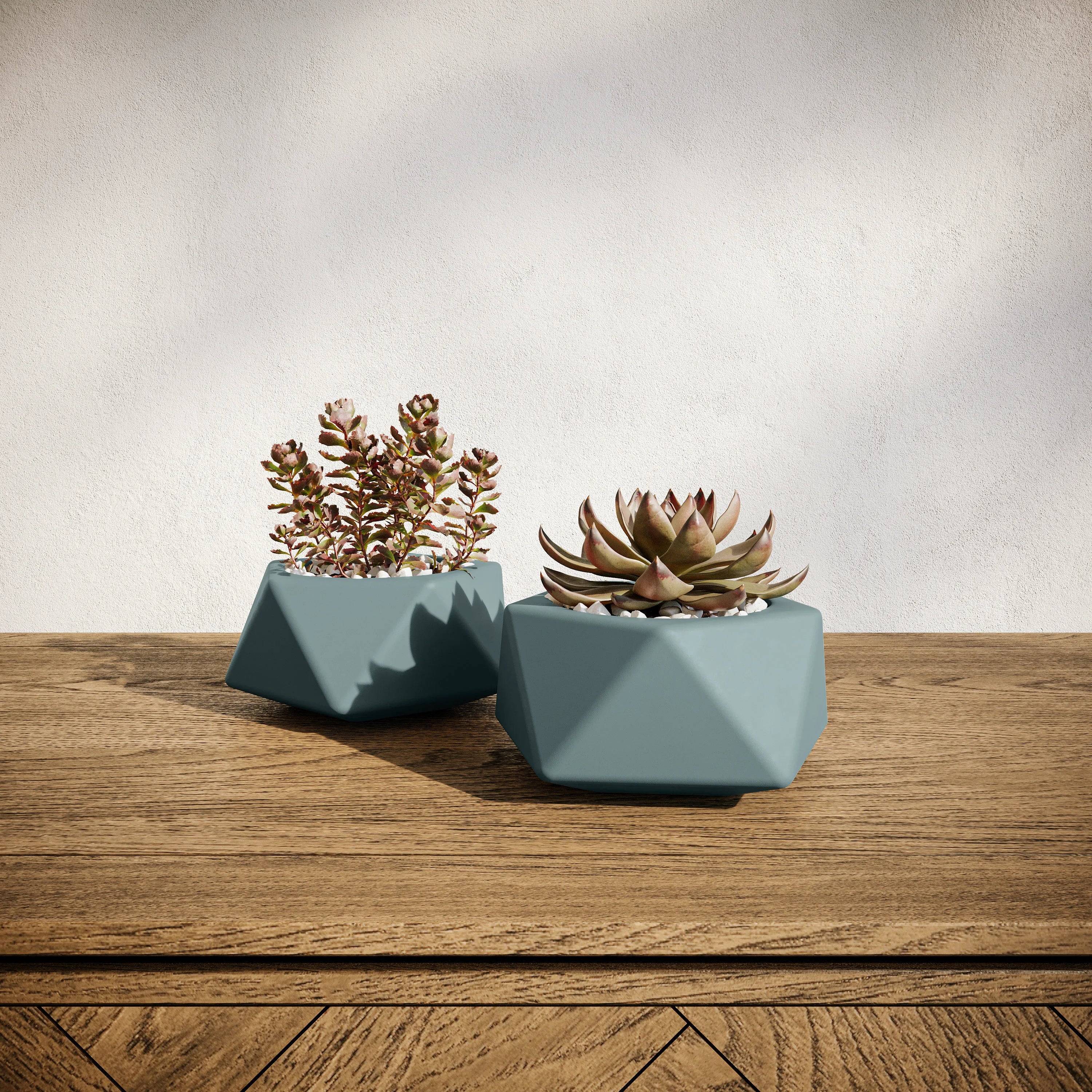 Concrete Mini Tilt Tabletop Planters (Set of 2) Smokey Blue