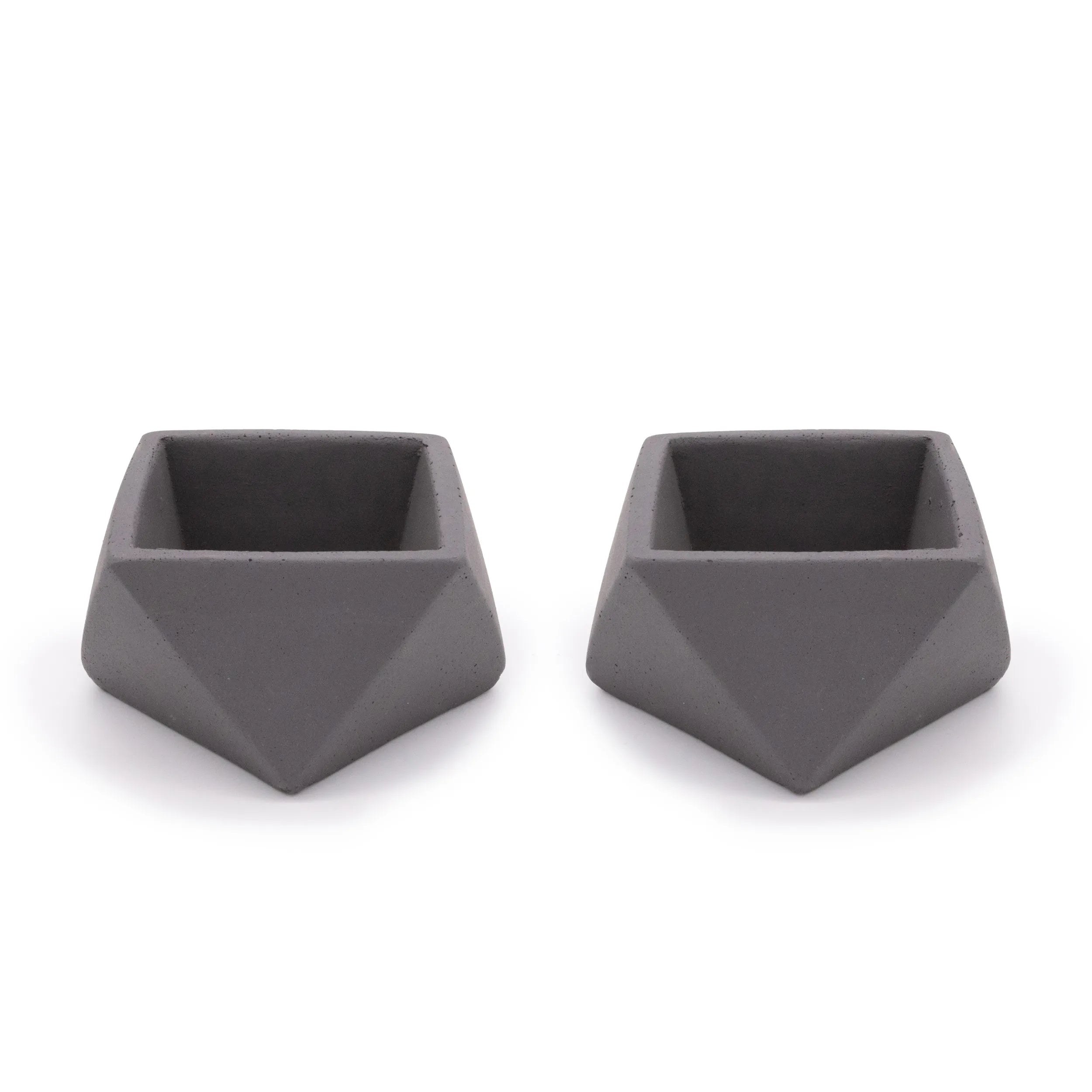 Concrete Mini Wedge Tabletop Planters (Set of 2) Dark Grey