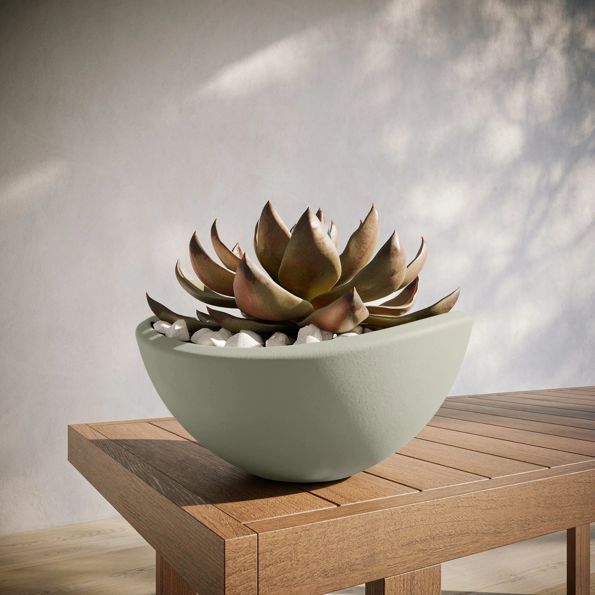 Concrete Wave Tabletop Planter White