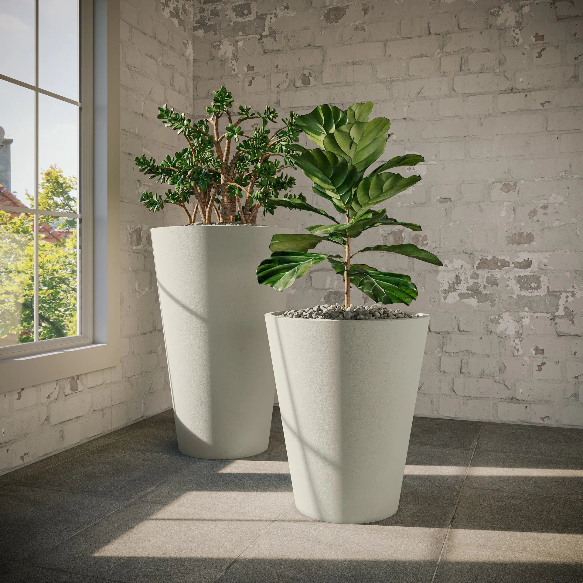 Cone Large Outdoor Planter Small Planter 24in H x 21in W White