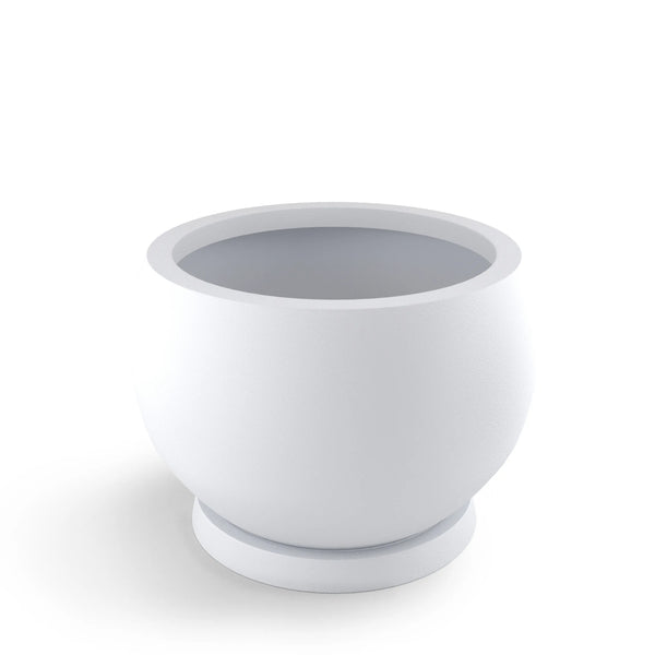 Corsica ModaCAST lightweight fiberglass planter in White, small size, empty studio render