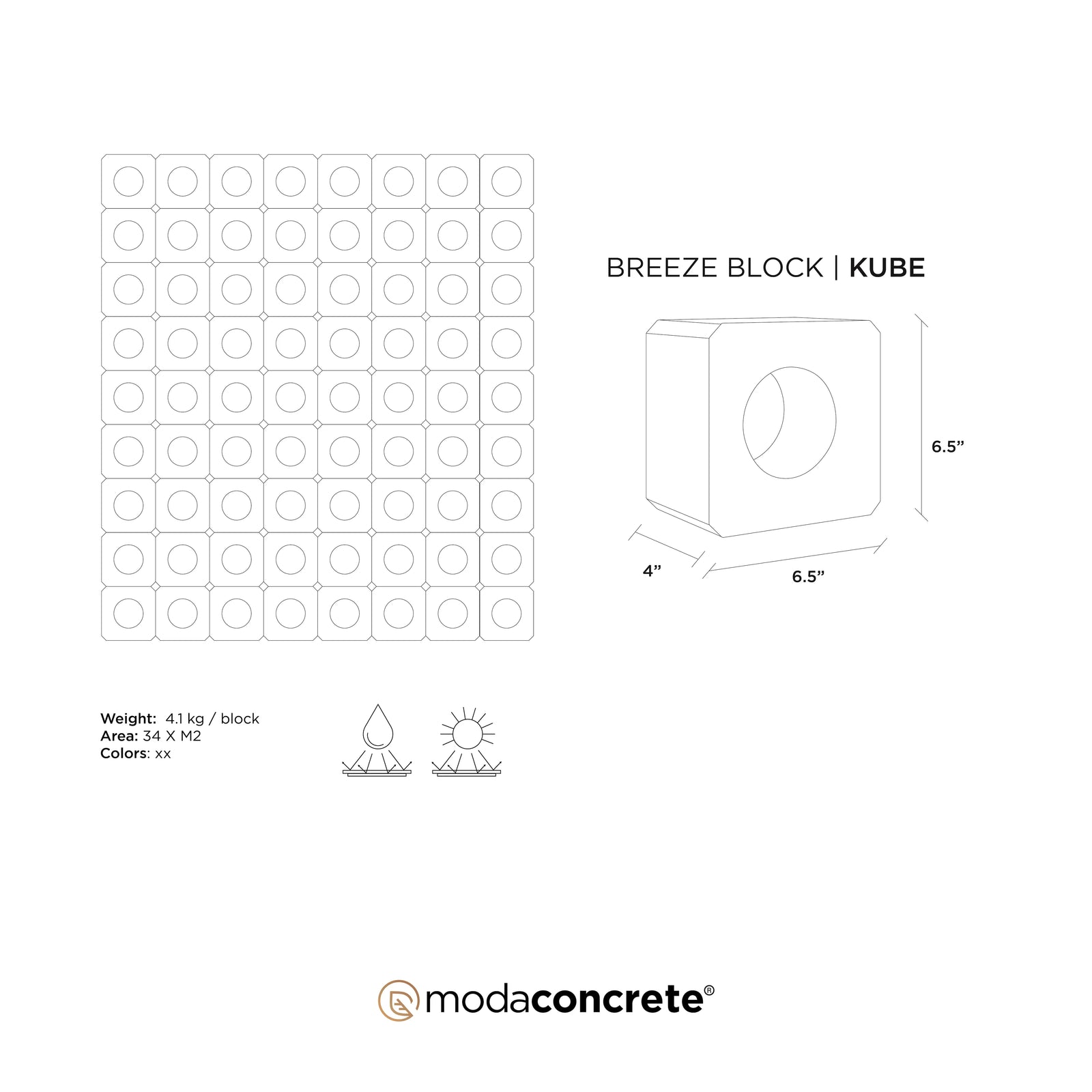 KUBE breeze block by ModaConcrete — installed concrete screen wall detail, view 1