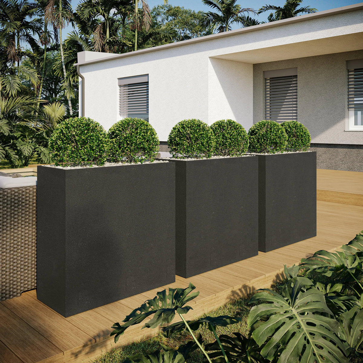 Linea Large Outdoor Planter Small 36" L x 24" H x 12" W White