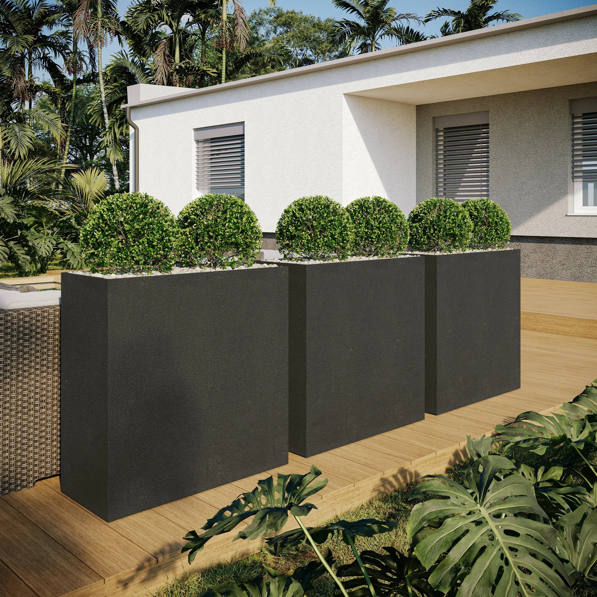 Linea Large Outdoor Planter Small 36" L x 24" H x 12" W White