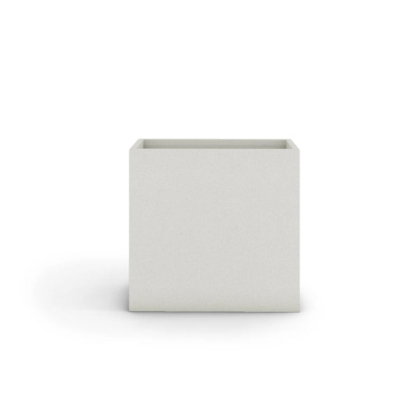Linea ModaCAST GFRC planter in White, shown empty in a front studio render