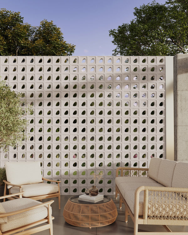 TIDE concrete breeze block screen wall in a modern architectural setting
