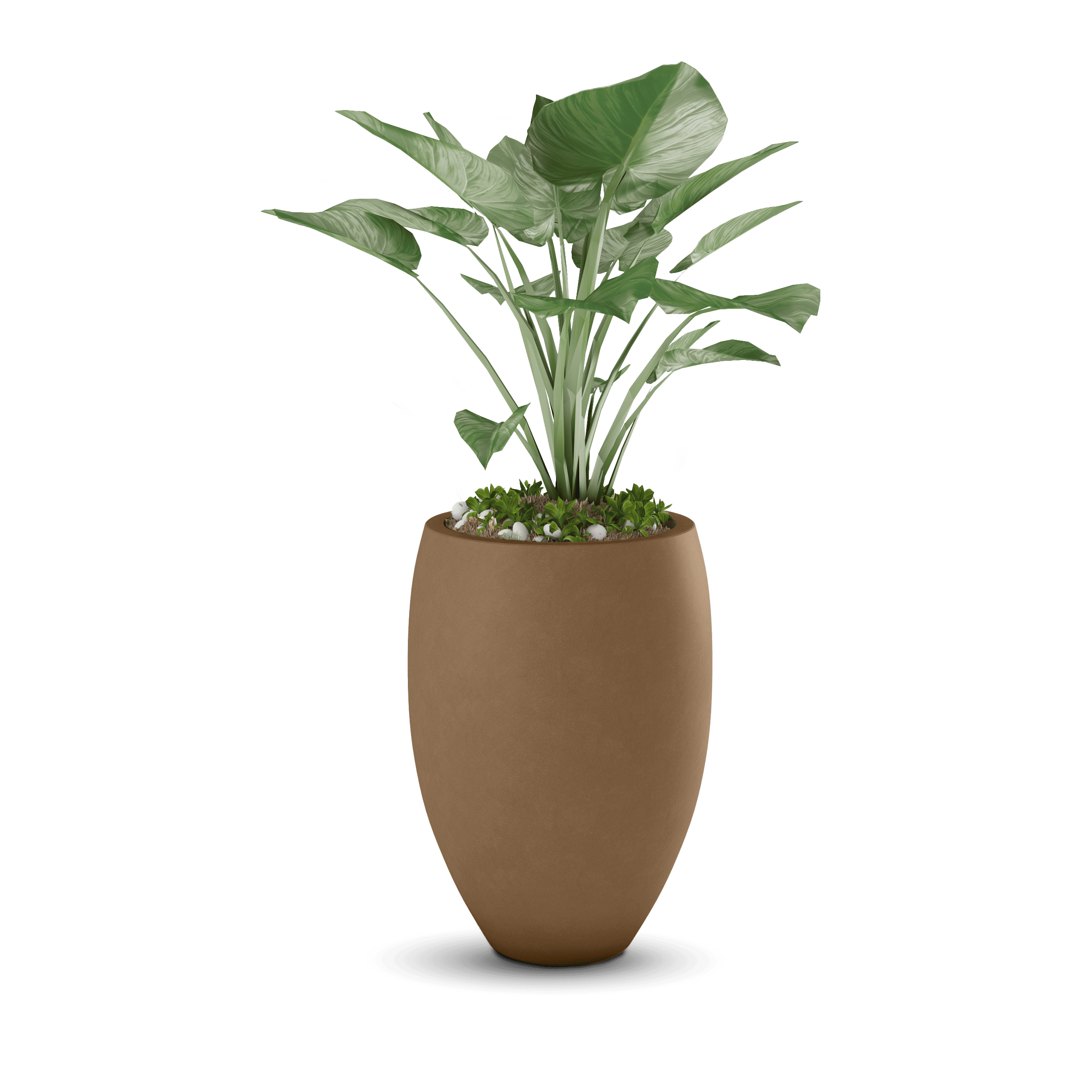 Brandy GFRC Planter in Cappuccino Color - planted