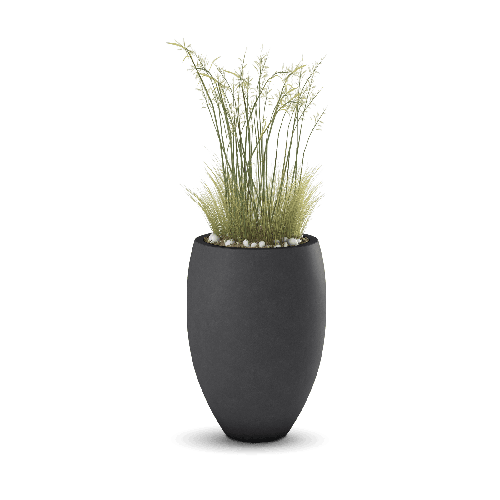Brandy GFRC Planter in Dark Gray Color - planted