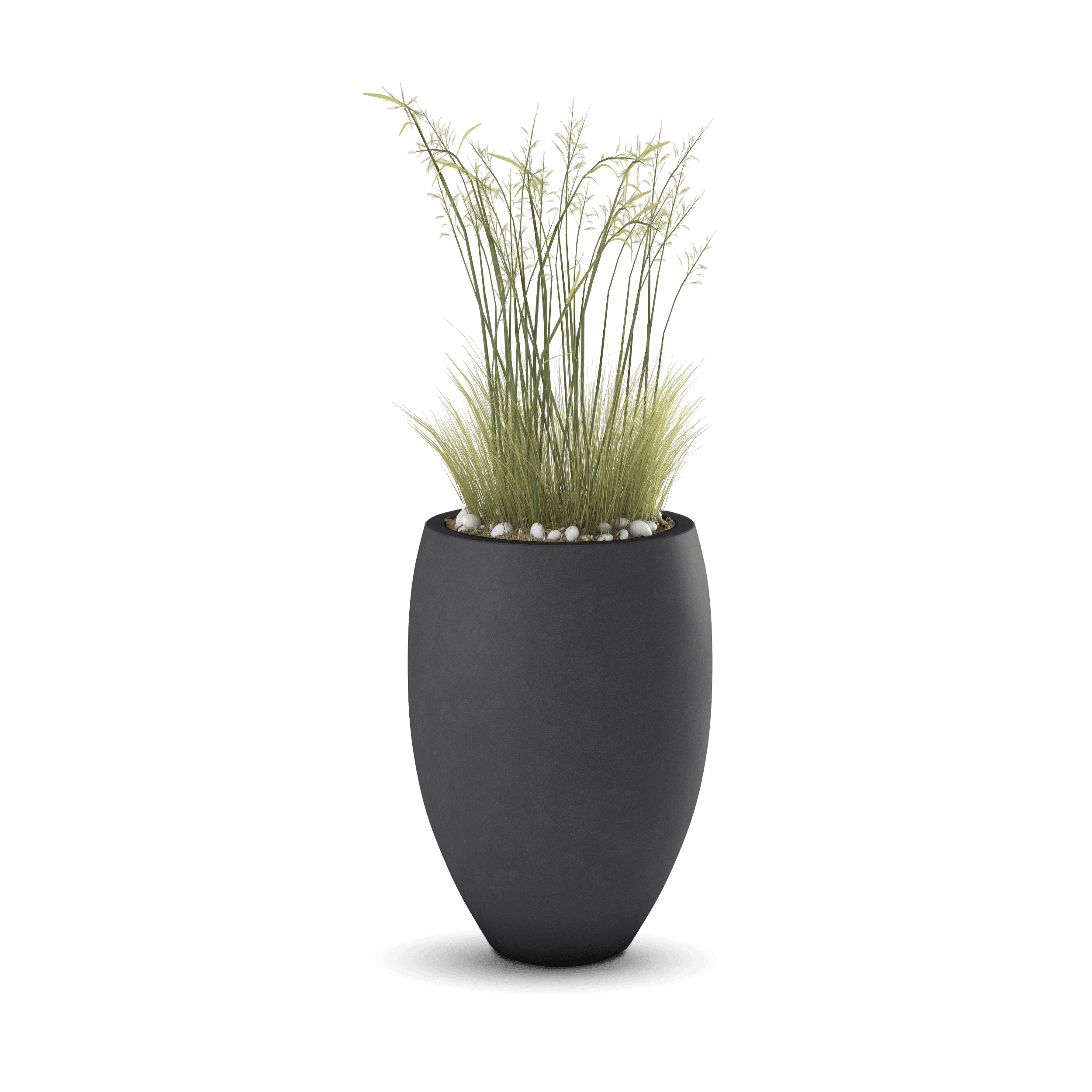 Brandy GFRC Planter in Dark Gray Color - planted