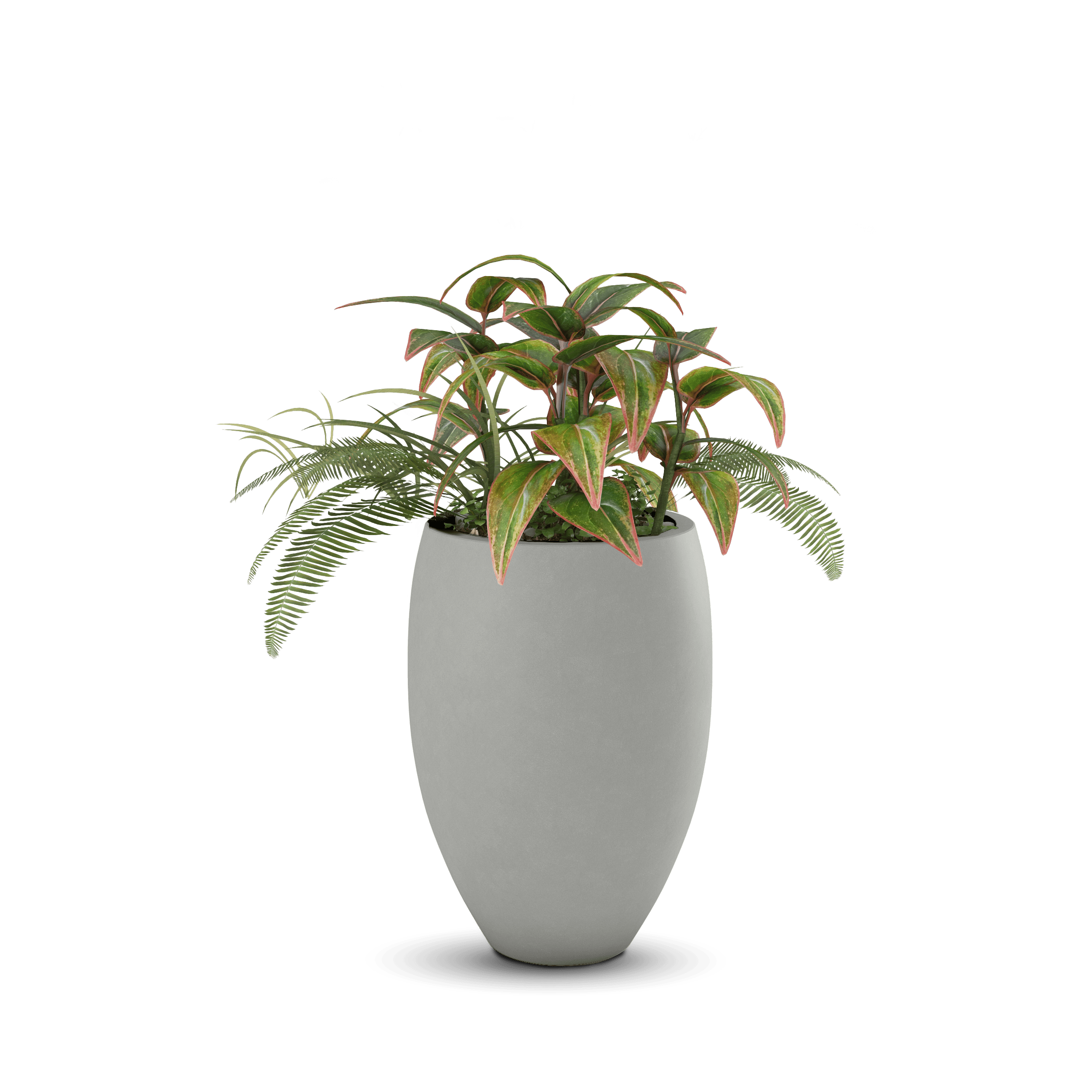 Brandy GFRC Planter in Dover Blue Color - planted