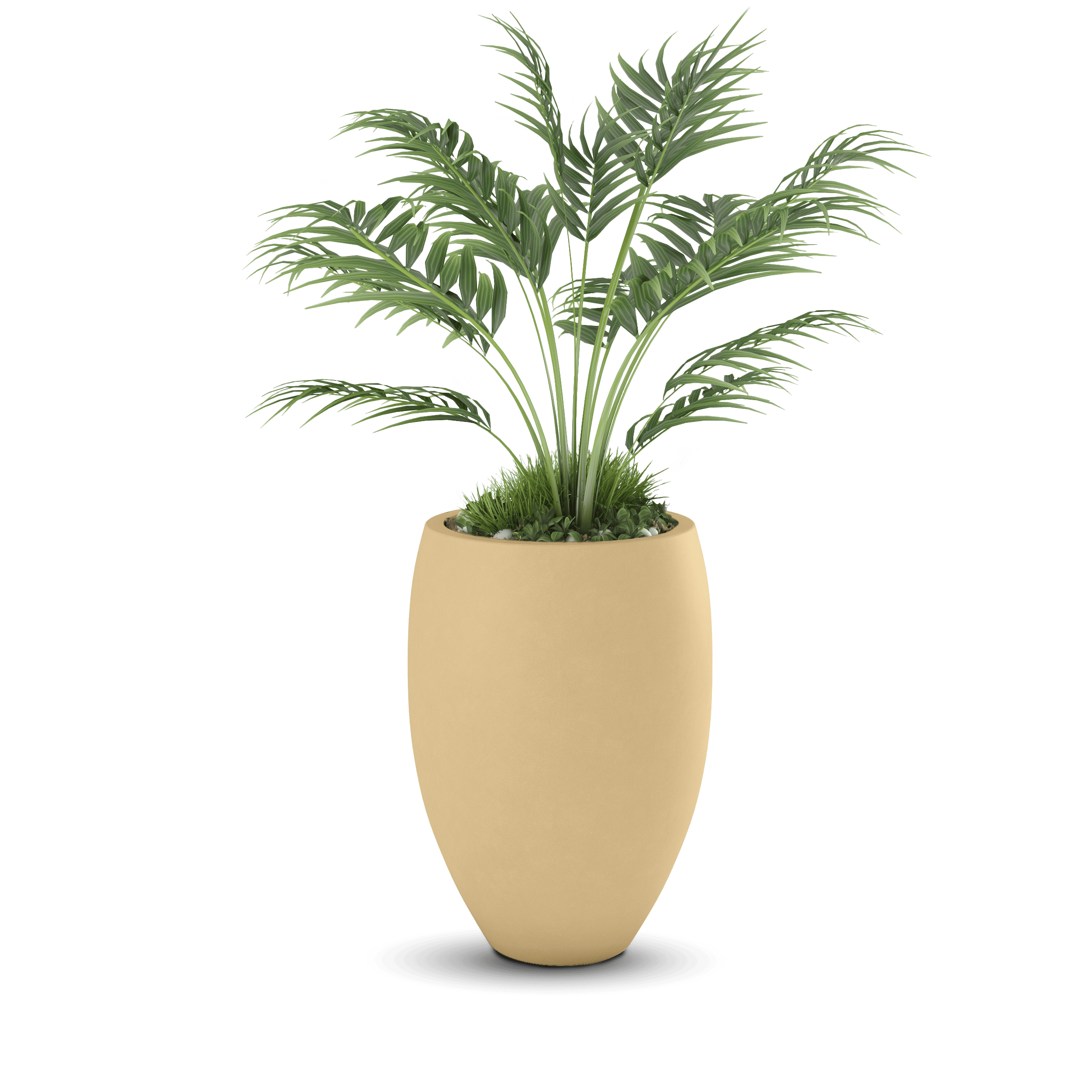 Brandy GFRC Planter in Golden Sandstone Color - planted