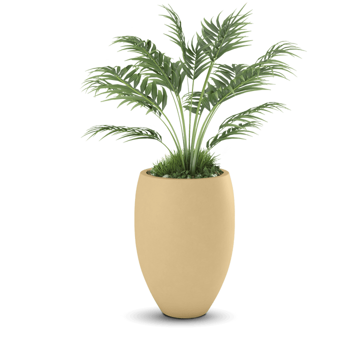 Brandy GFRC Planter in Golden Sandstone Color - planted
