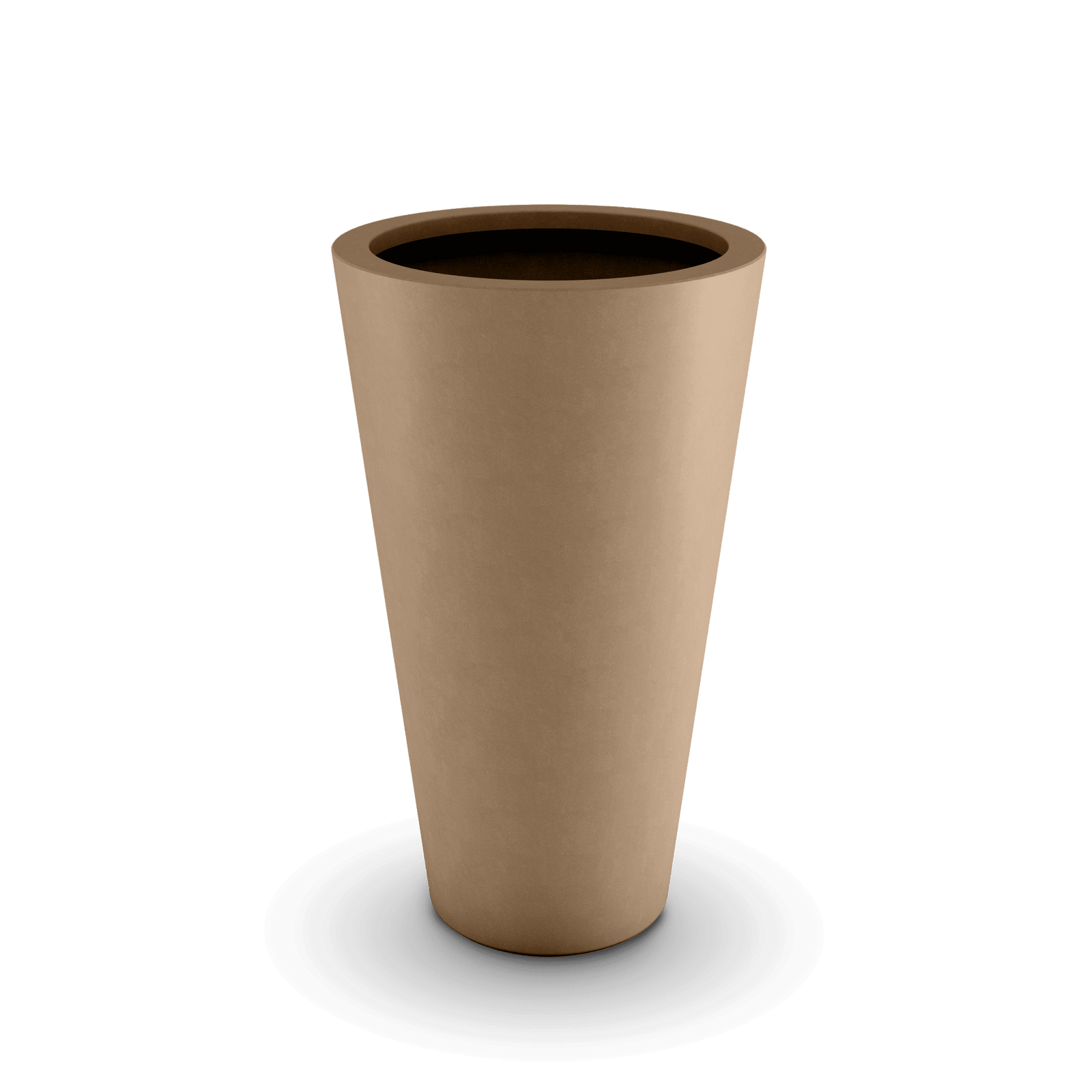 Cone GFRC Planter in Adobe Buff Color - 3/4 view
