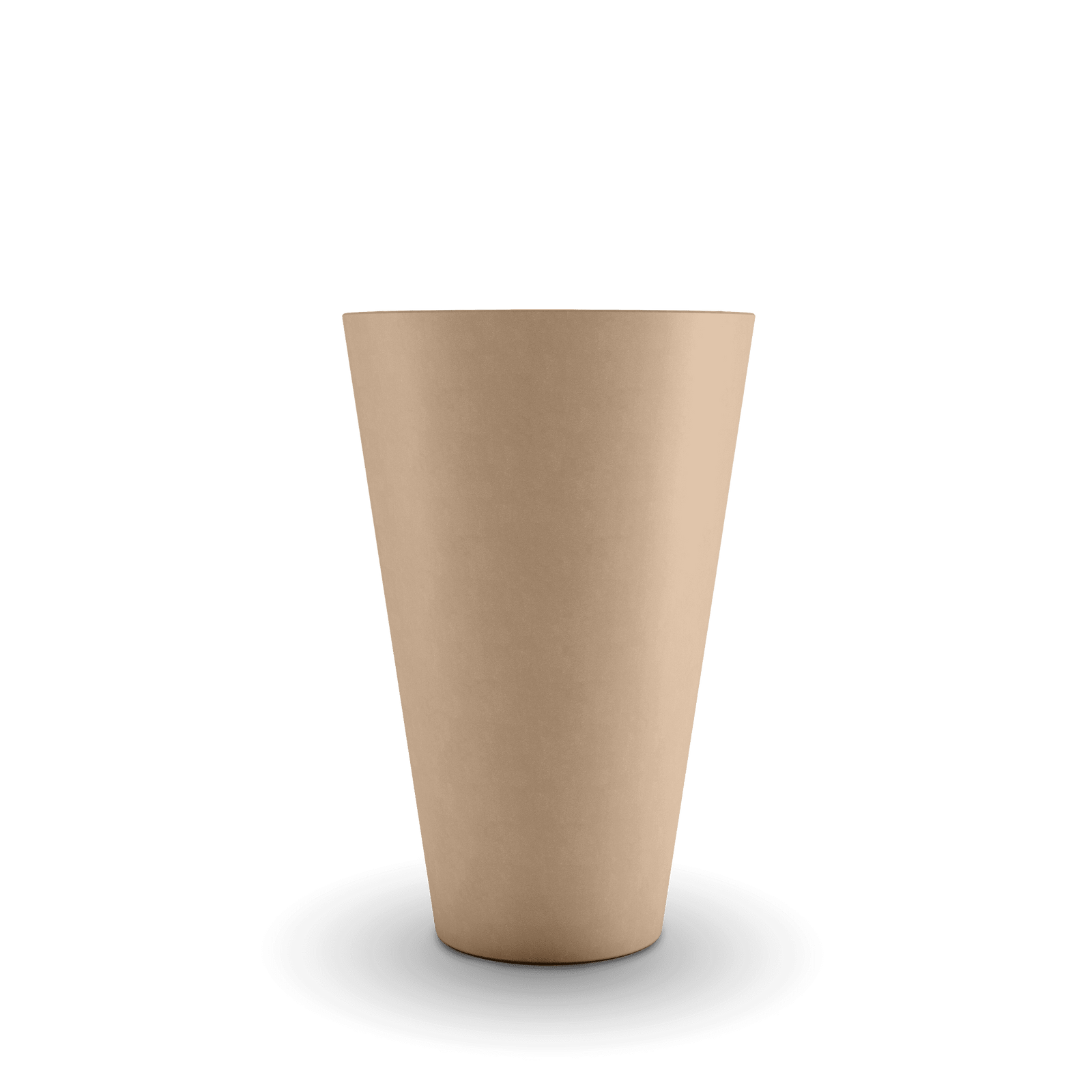 Cone GFRC Planter in Adobe Buff Color - straight view