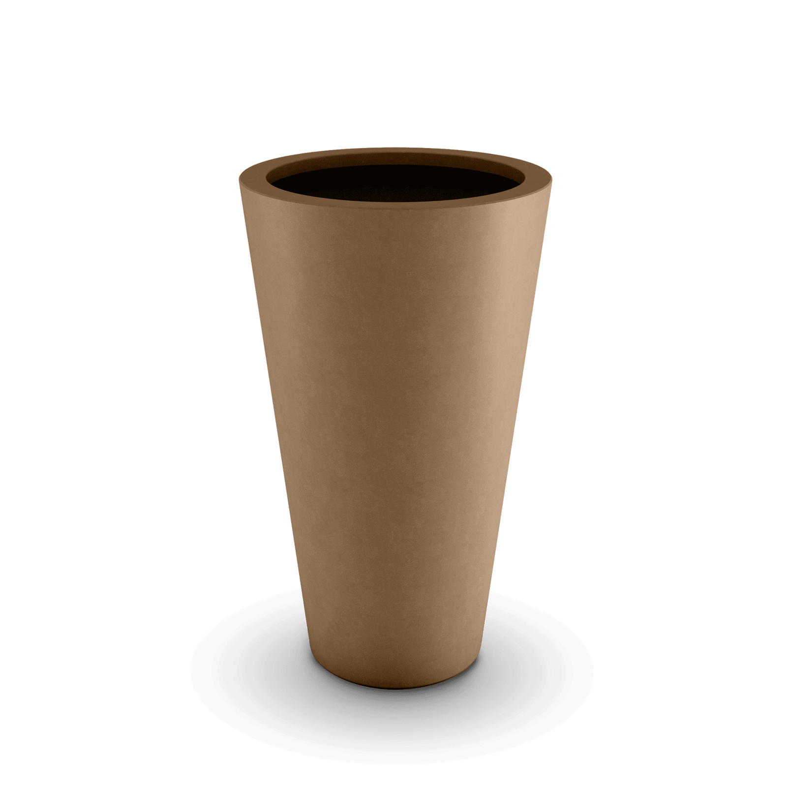 Cone GFRC Planter in Cappuccino Color - 3/4 view
