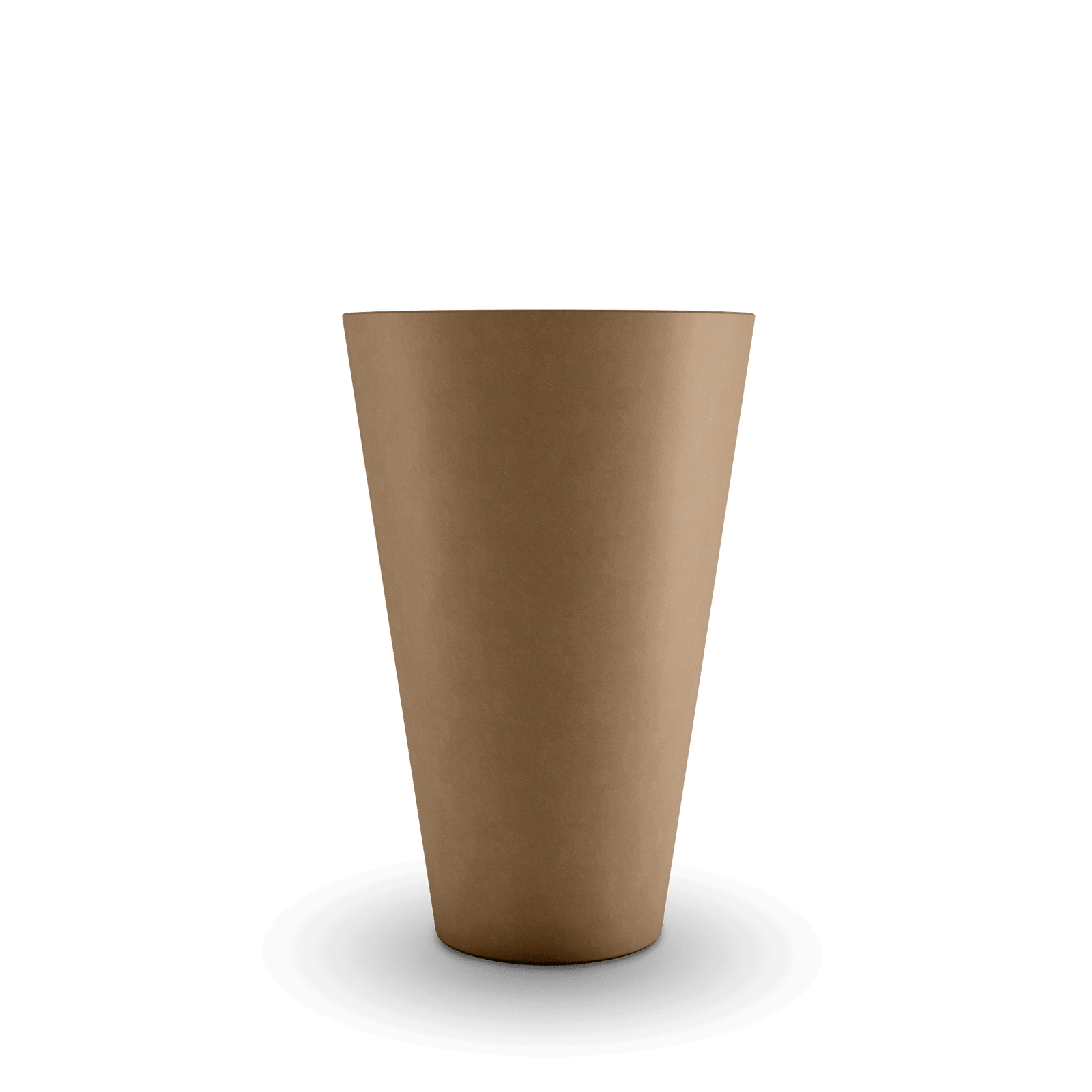 Cone GFRC Planter in Cappuccino Color - straight view