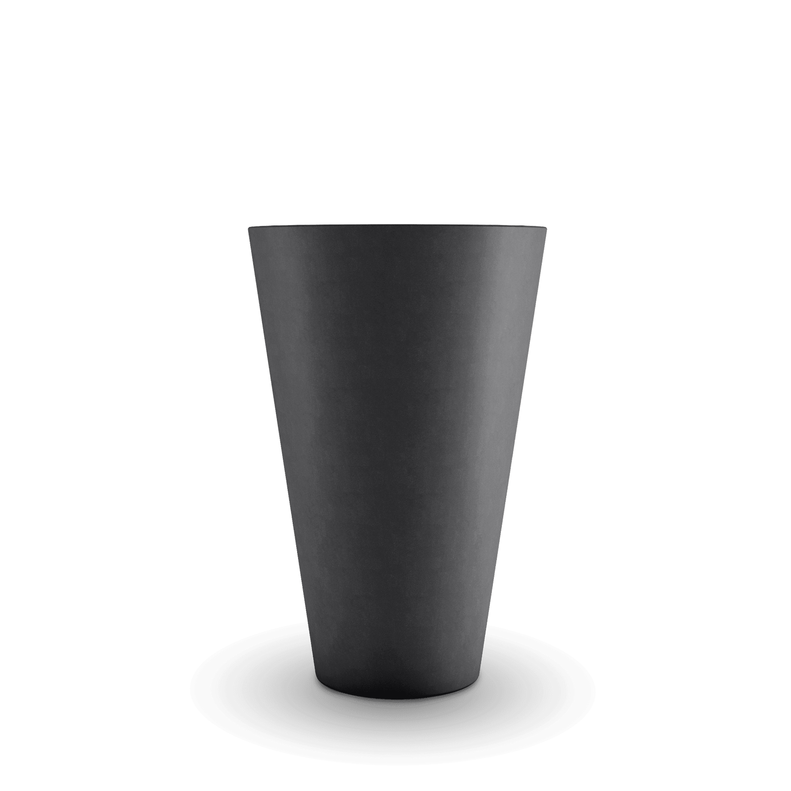 Cone GFRC Planter in Dark Gray Color - straight view