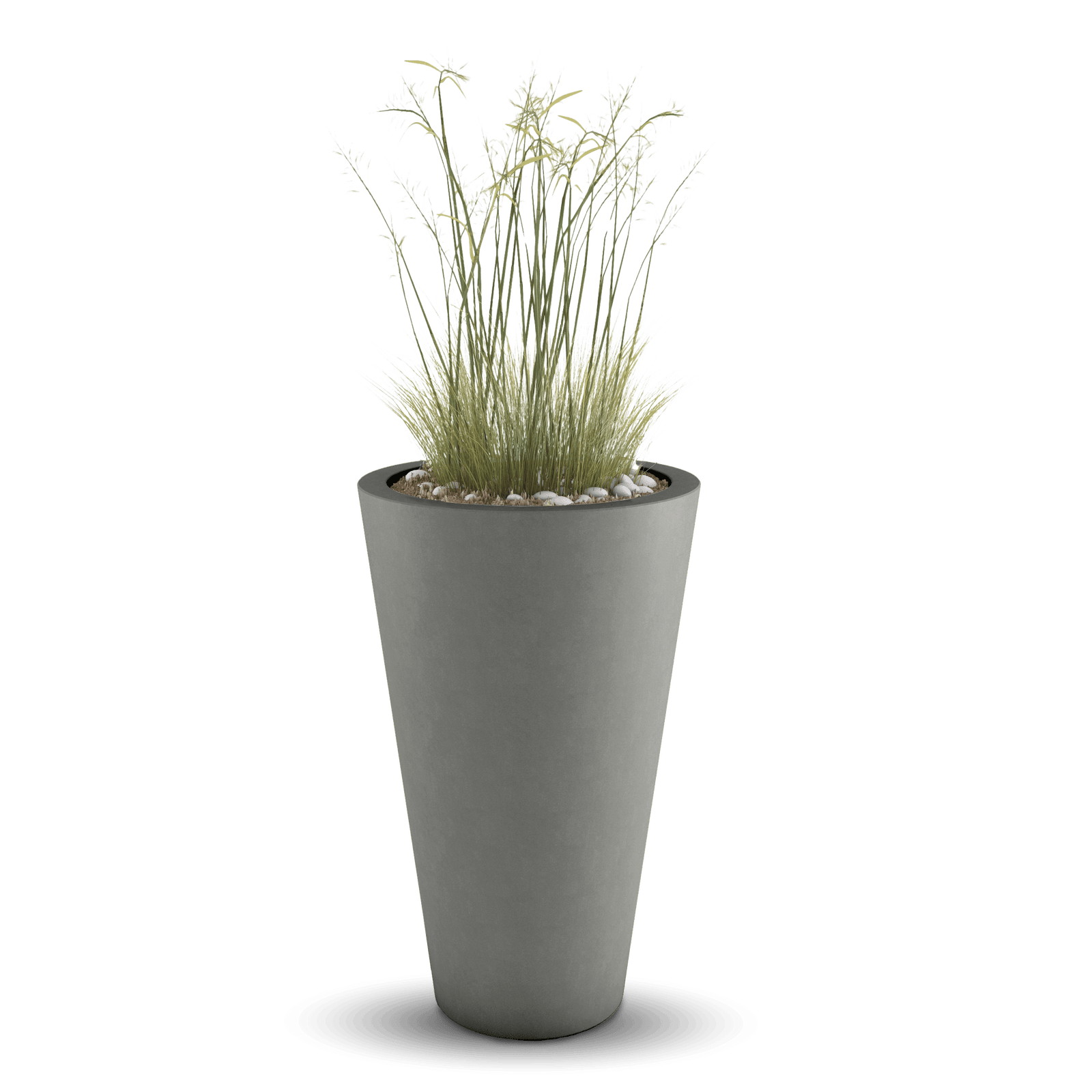Cone GFRC Planter in Dover Blue Color - planted