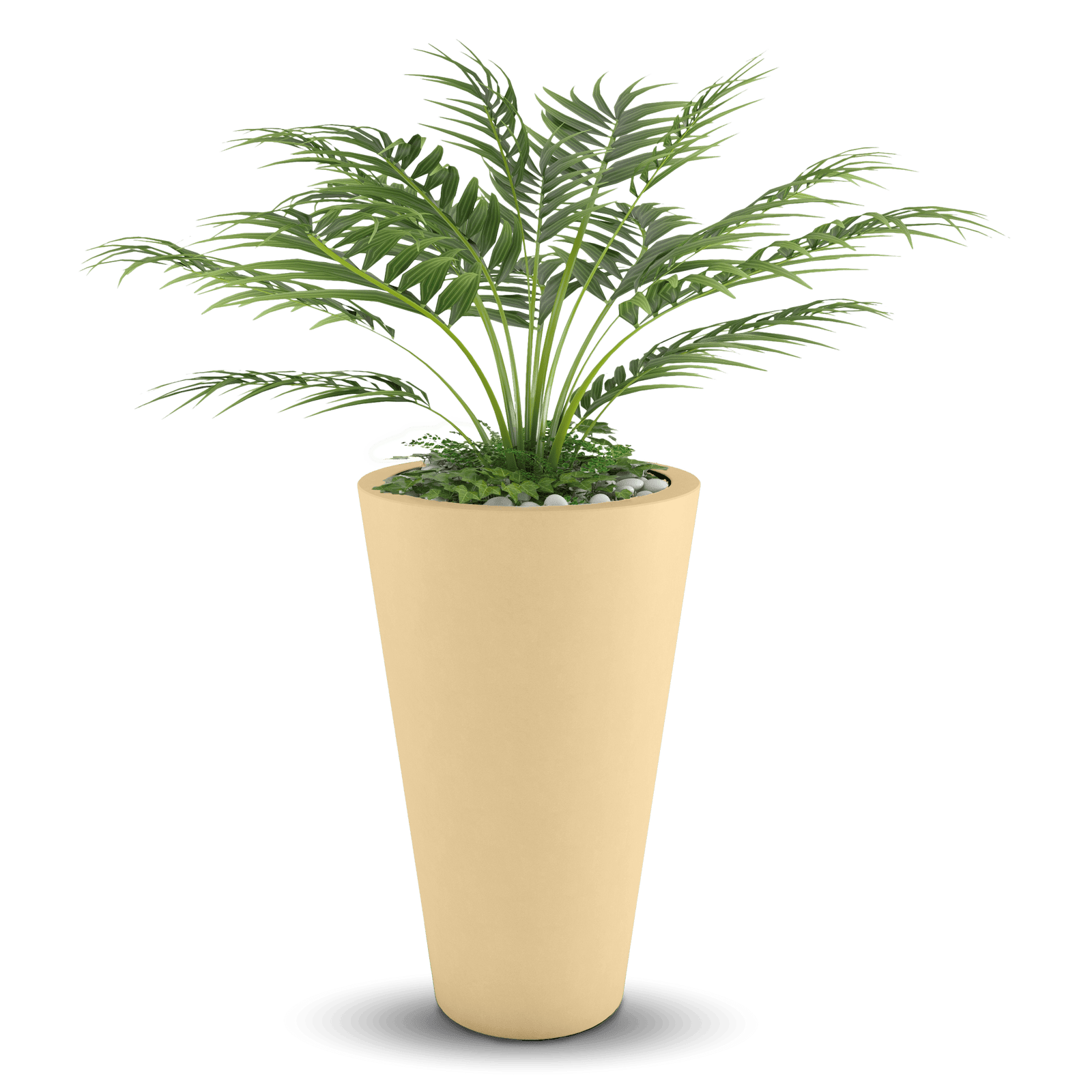 Cone GFRC Planter in Golden Sandstone Color - planted