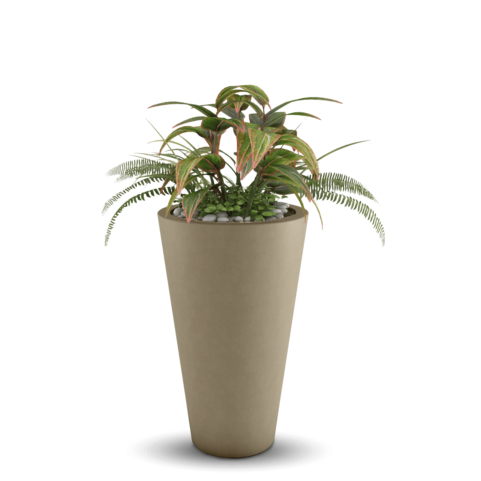 Cone GFRC Planter in Sandstone Color - planted