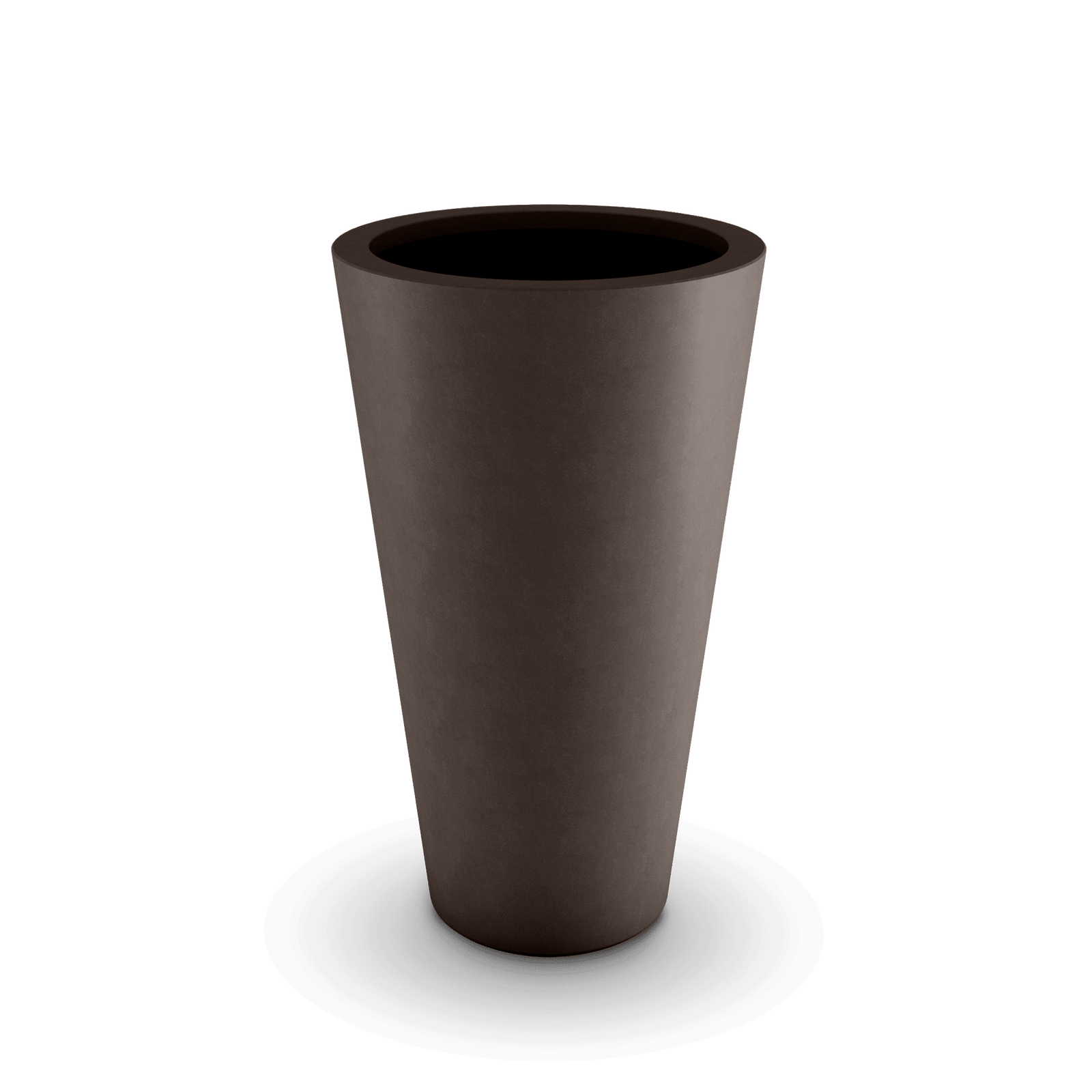 Cone GFRC Planter in Walnut Color - 3/4 view
